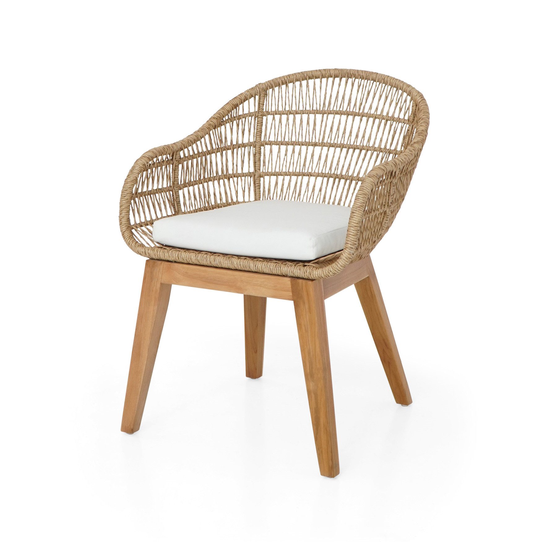 More2Home Gartenstuhl AMORA, Teakholz/Polyrattan, mit Sitzkissen