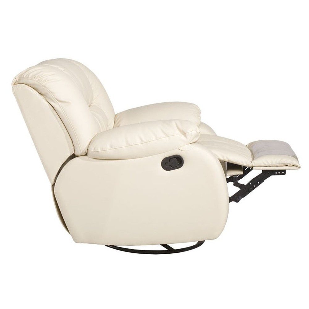JVmoebel Relaxsessel Relaxsessel Regan in Weiß mit Lederpolster und Edelstahlkorpus (1-St), Made in Europa