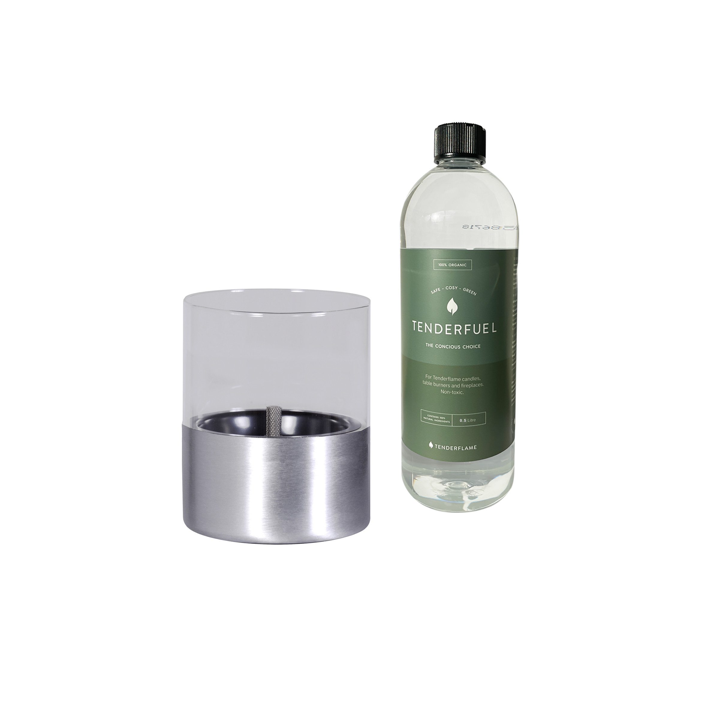 TENDERFLAME Tischfeuer »Lilly 1« Geschenkset (Set, 2-teiliges Set mit einem Tischfeuer und Brennstoff), Rauch- und rußfrei