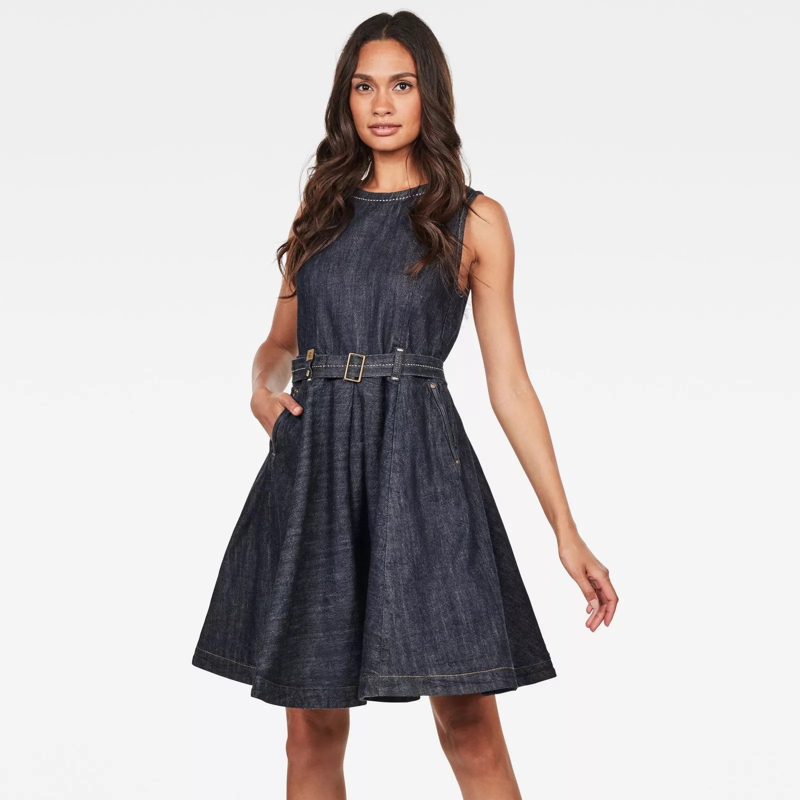 G-STAR Bodykleid Damen 30 Years New York Raw Dress Rinsed (1-tlg) Ärmellos Kleid Größe: XXS