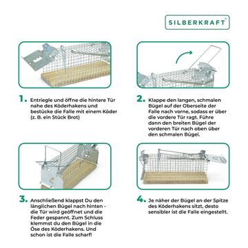 Silberkraft Lebendfalle Lebendfalle für Mäuse aus Draht - Mäusefalle, tierfreundliche Alternative zu Schlagfallen und Giftköder