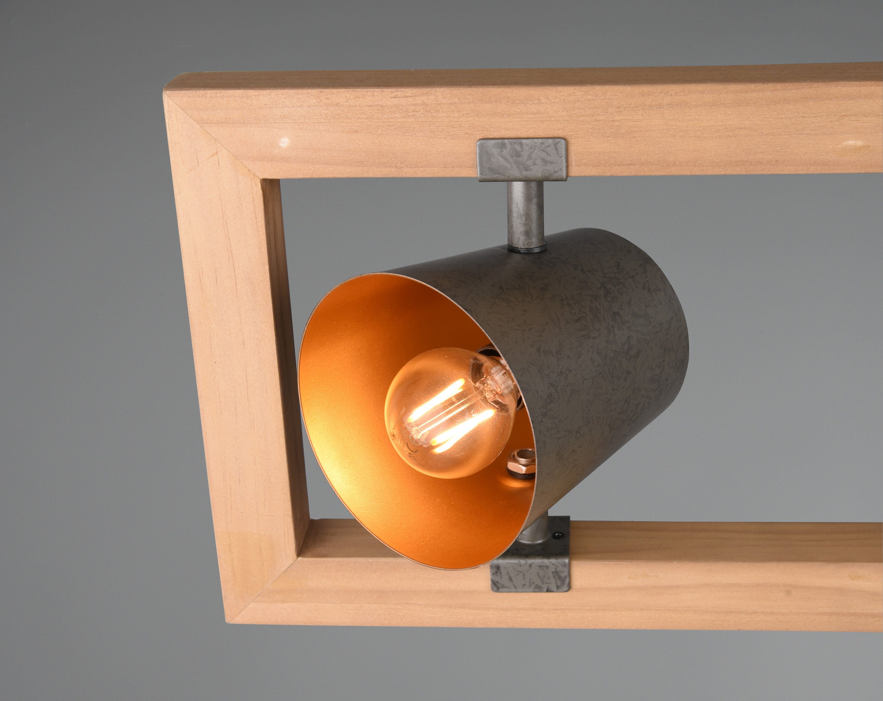 TRIO Leuchten Optik wechselbar, ohne aus Pendelleuchte Schirmen in Holz mit / Warmweiß, antik Bell, nickel Glocken-Design Leuchtmittel Leuchtmittel, Schirme