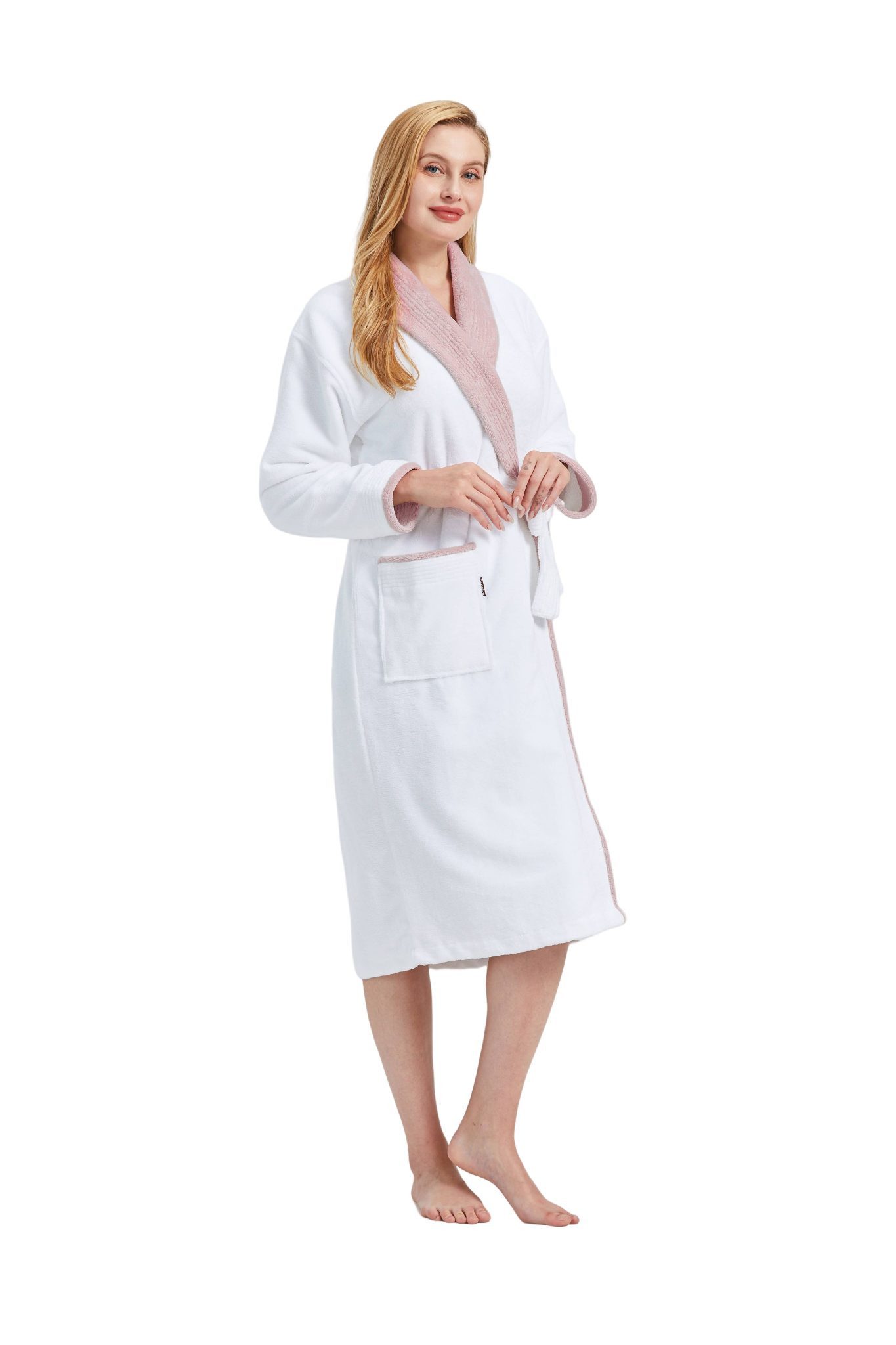 RAIKOU Bademantel Damen und Herren Luxuriöser Morgenmantel Sauna Wellness Mantel, Kimono-Kragen, Gürtel, Hochwertiges Material