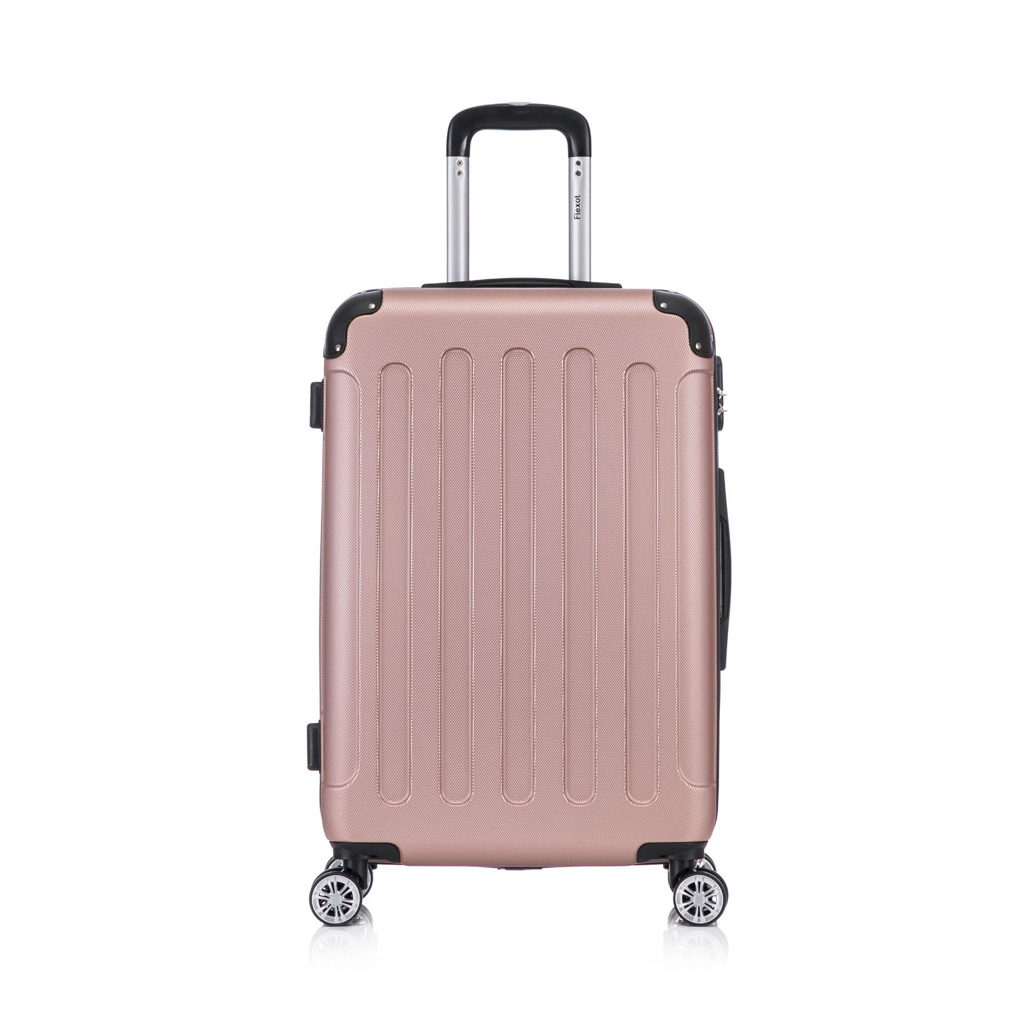 Flexot Hartschalen-Trolley F-2045 Kofferset, 360° Rollen, robuster Reisekoffer, Bordcase, 4 Rollen, Robuster und moderner Koffer mit vier 360° Rollen und Zahlenschloss