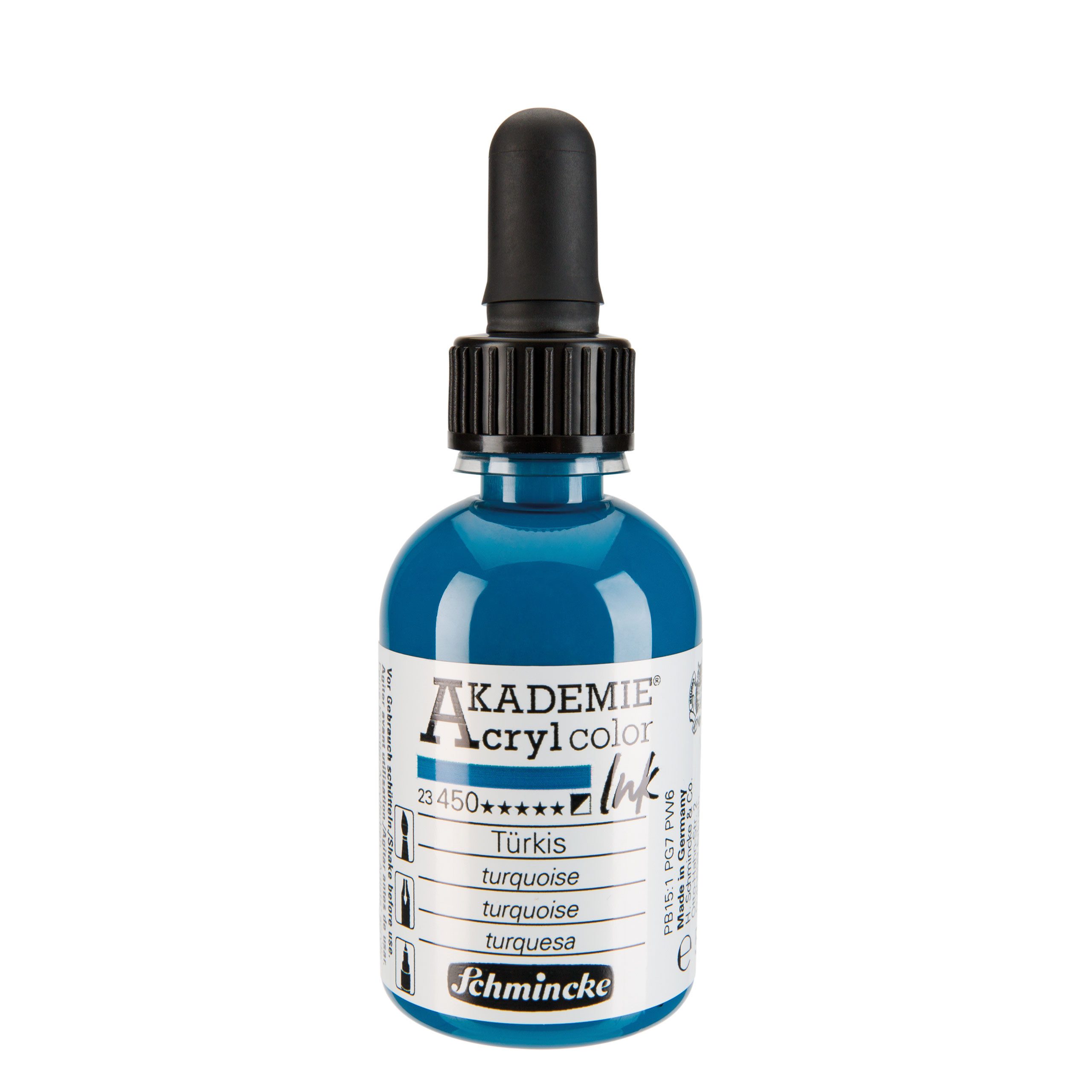 Schmincke Acrylfarbe Türkis - 50ml Akademie Acrylcolor Ink in Pipettenflasche 23 450 024