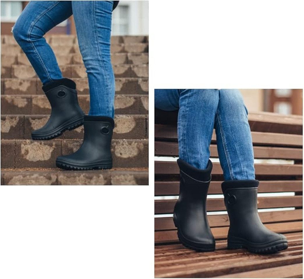 Fortmen Federleichte EVA Gefütterte halbhohe Gummistiefel Damen Thermo 36-41 Gummistiefel wasserdicht