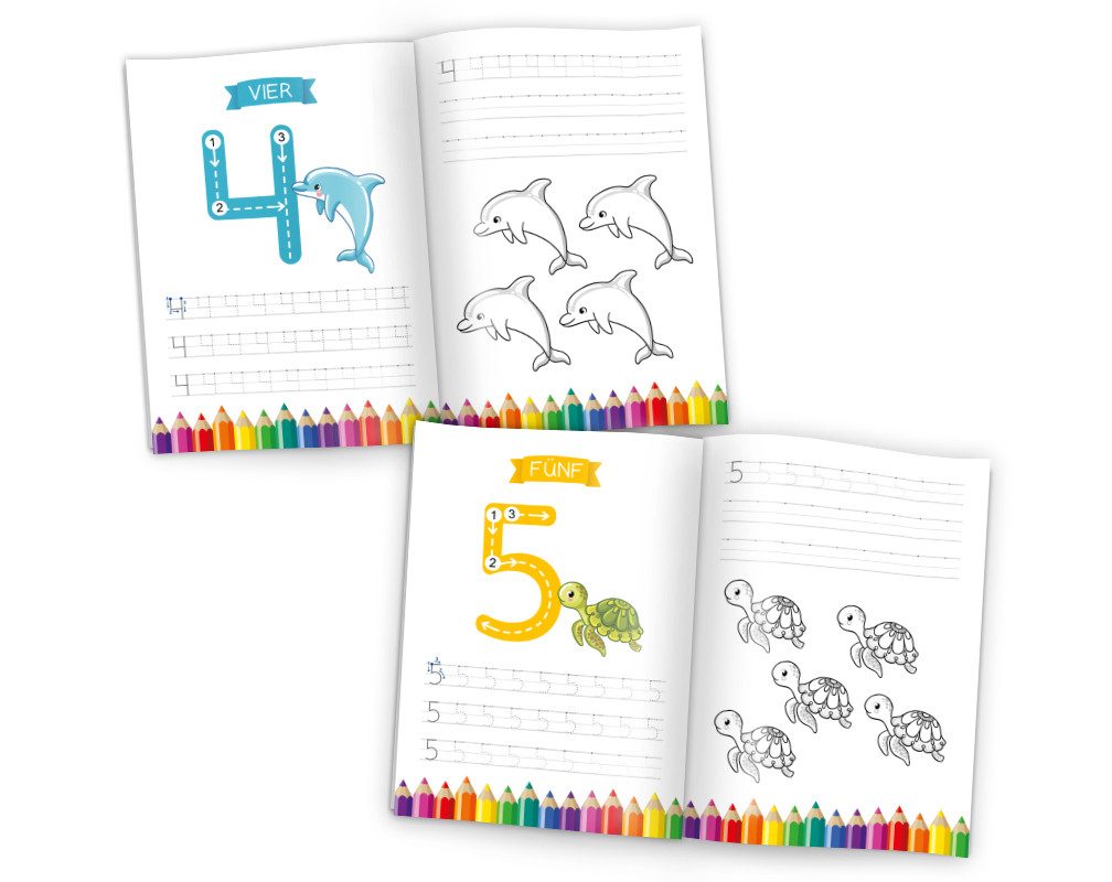 JUNAPACK Schulheft Vorschule Übungsheft Zahlen schreiben Lernen für Vorschulkinder, Vorschulheft Übungsheft zum Zahlen lernen für Kinder