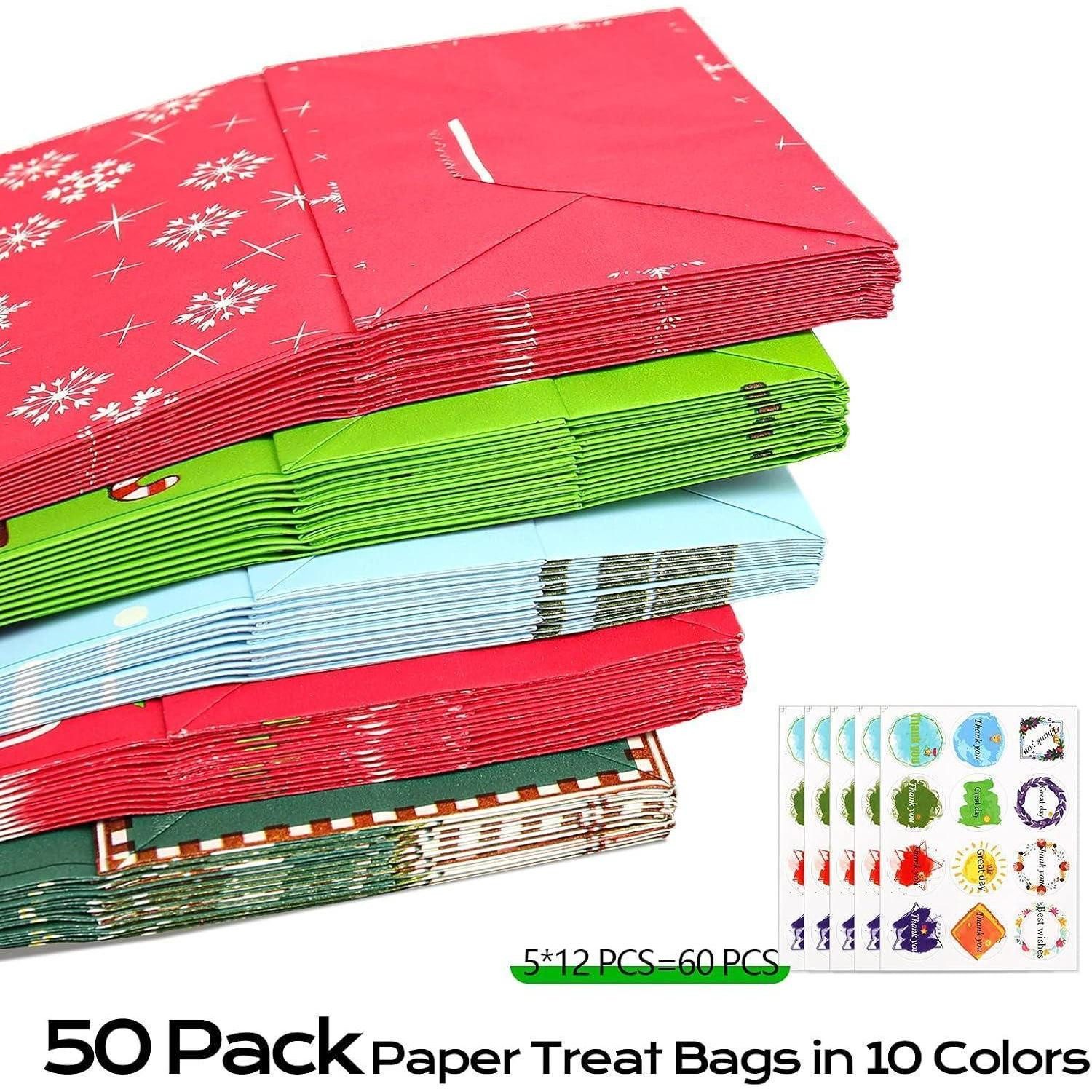 LuxusKollektion Packpapier Papiertüten Weihnachten Kraftpapier 50 Stück Aufkleber Bunt-50