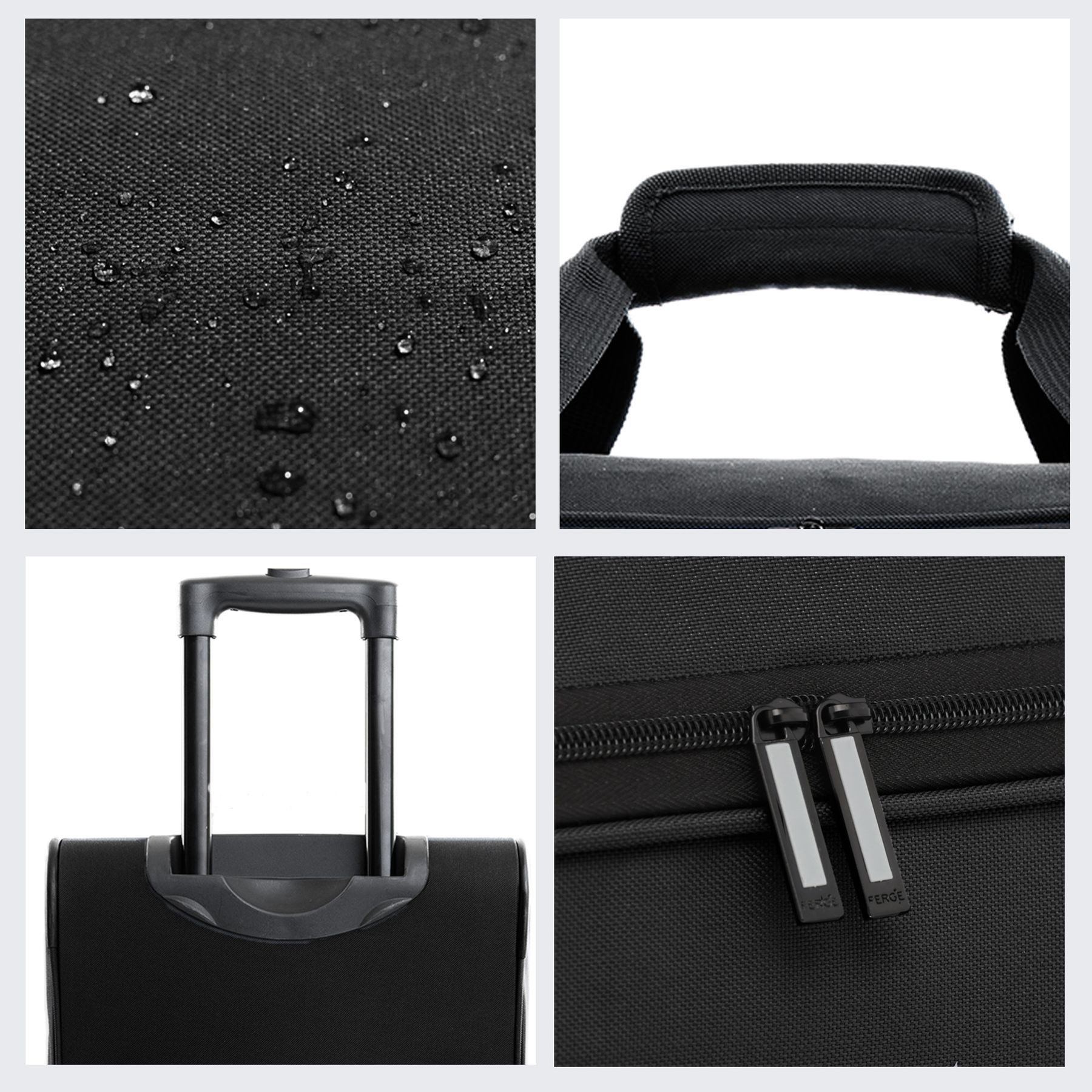 FERGÉ Reisetasche wasserabweisend Reisetasche mit Rollen groß Paris, Reisetasche mit Rollen und extra Schuhfach, Reisegepäck schwarz – Bild 4 von 5