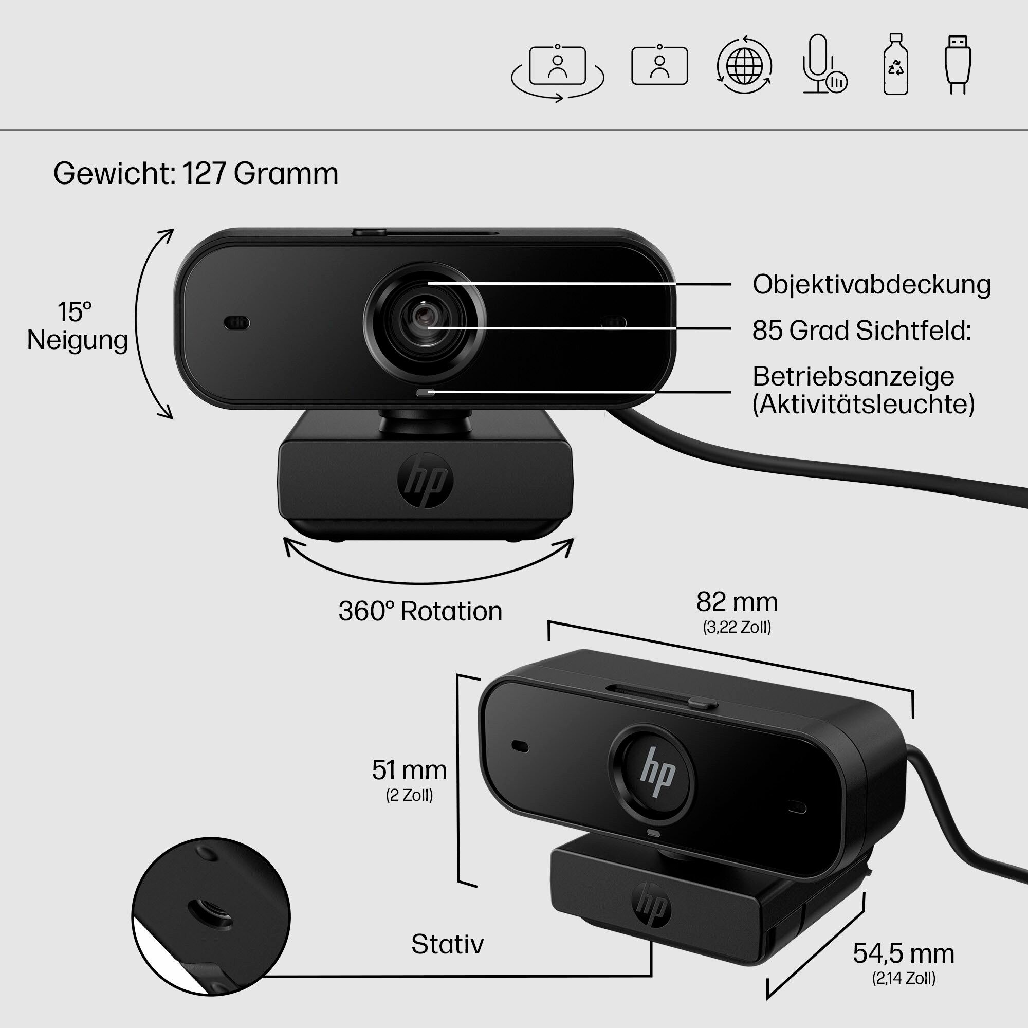 HP 430 FHD-Webcam Webcam (Full HD)