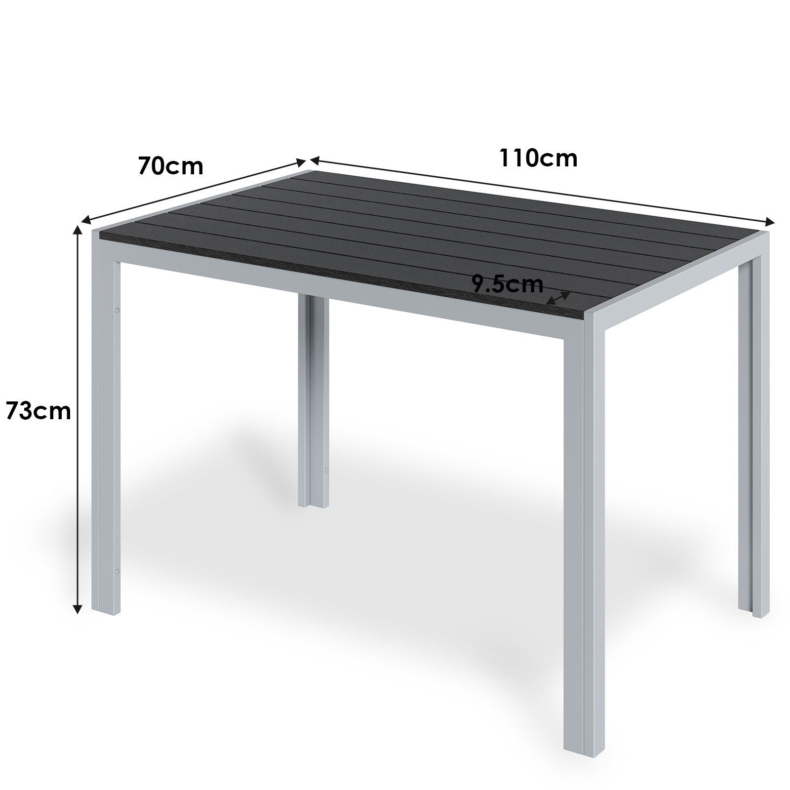 TLGREEN Gartentisch 110x70cm WPC Balkontisch,Rechteckiger Terrassentisch, Esstisch Outdoor (Hitze- und Wetterbeständig, rutschfest, Brettbreite 9cm) – Bild 4 von 5