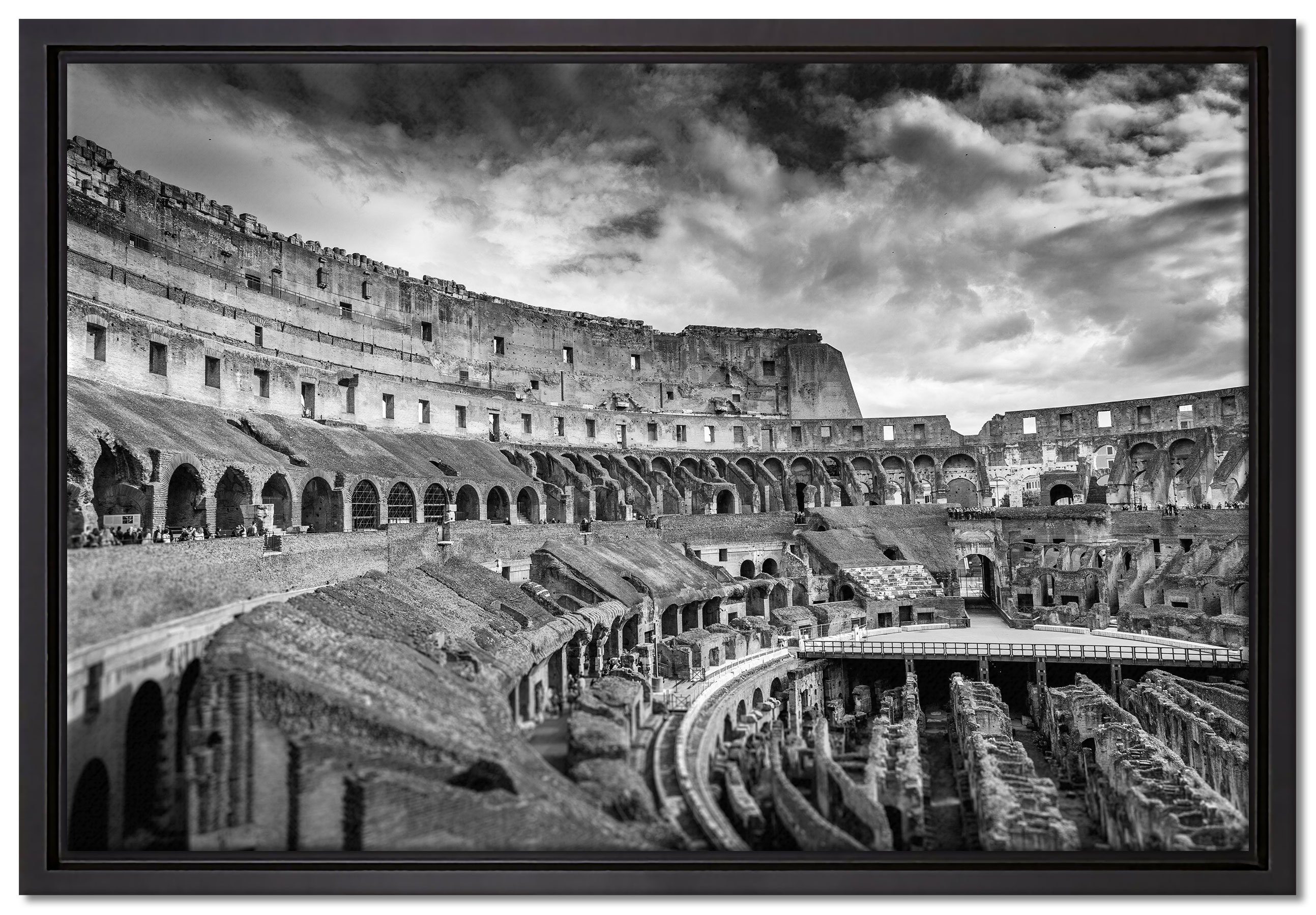 Pixxprint Leinwandbild Kolosseum in Rom, Wanddekoration (1 St), Leinwandbild fertig bespannt, in einem Schattenfugen-Bilderrahmen gefasst, inkl. Zackenaufhänger
