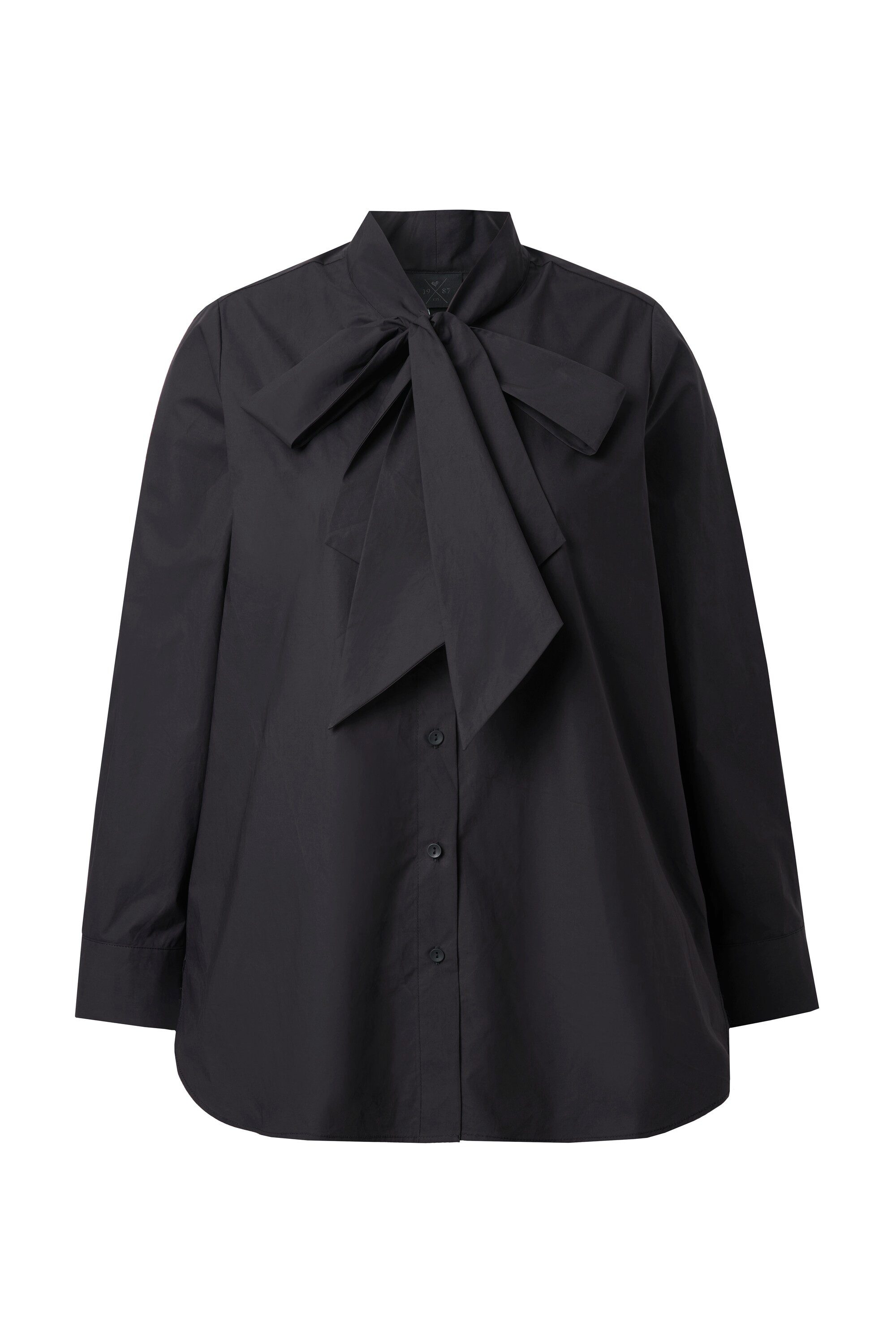 Ulla Popken Satinbluse Schluppen-Bluse A-Linie Stehkragen Langarm günstig online kaufen