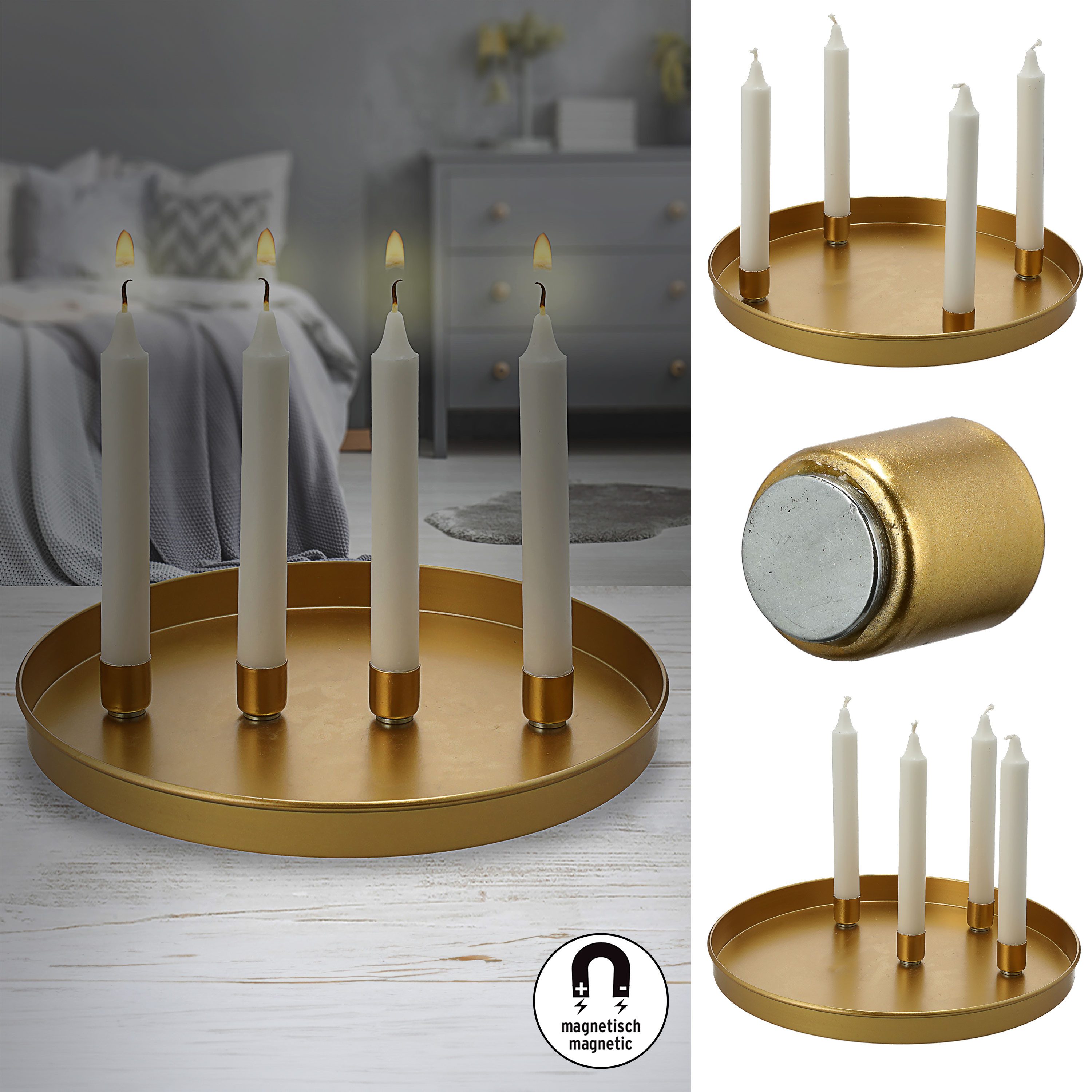 CEPEWA Kerzenhalter Stabkerzenhalter 'GoldMagnet' magnetisch Metall gold ru günstig online kaufen