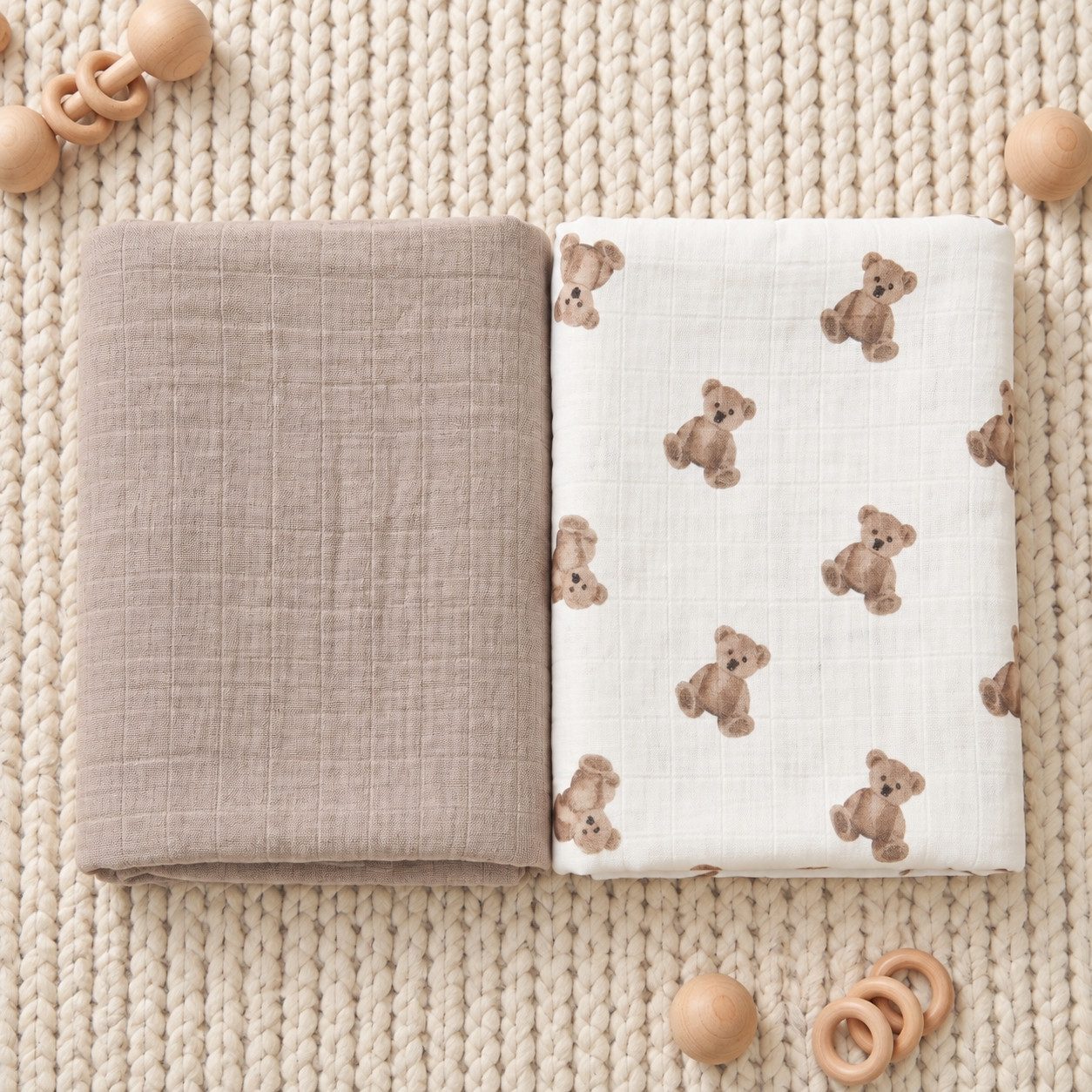 Bebekevi Spucktuch Spucktuch - Multitücher - Decke Müsselin 80 × 90 cm - 2er set