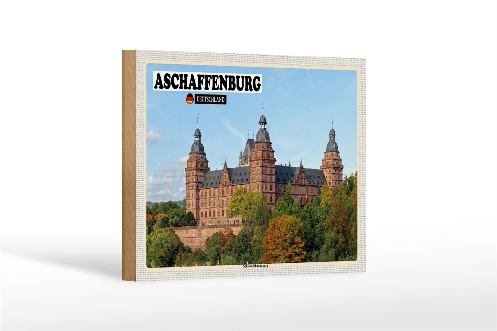 Femer GmbH Holzbild Städte Aschaffenburg Schloss Johannesburg 18x12 cm, (1 St), Glatte Holzfaserplatte (MDF), vorn beschichtet