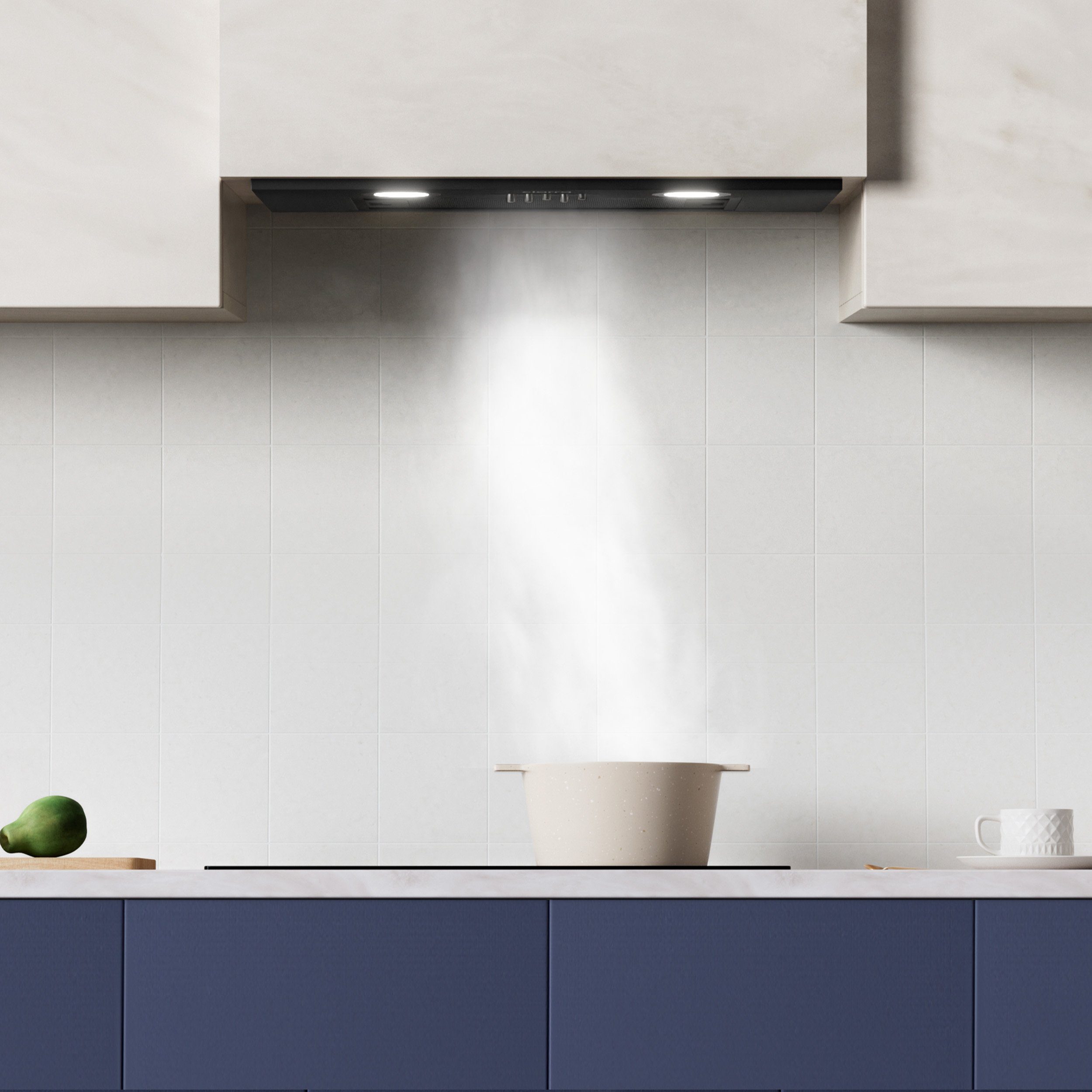 CIARRA Unterbauhaube 52cm Einbauhaube für Küchenschrank 300 m³/h Abluft VMB5913A 52cm Einbauhaube für Küchenschrank 300 m³/h Abluft VMB5913A, Einbau-Dunstabzugshaube 52 cm aus Edelstahl 3 Stufen mit LED