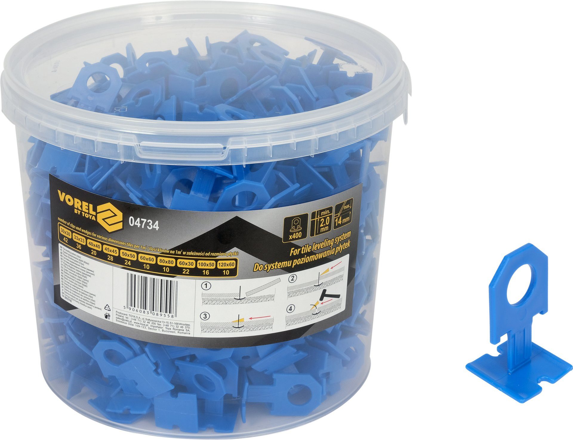 Nivelliersystem Nivellierclips 2 mm für Fliesen, 400 Stück