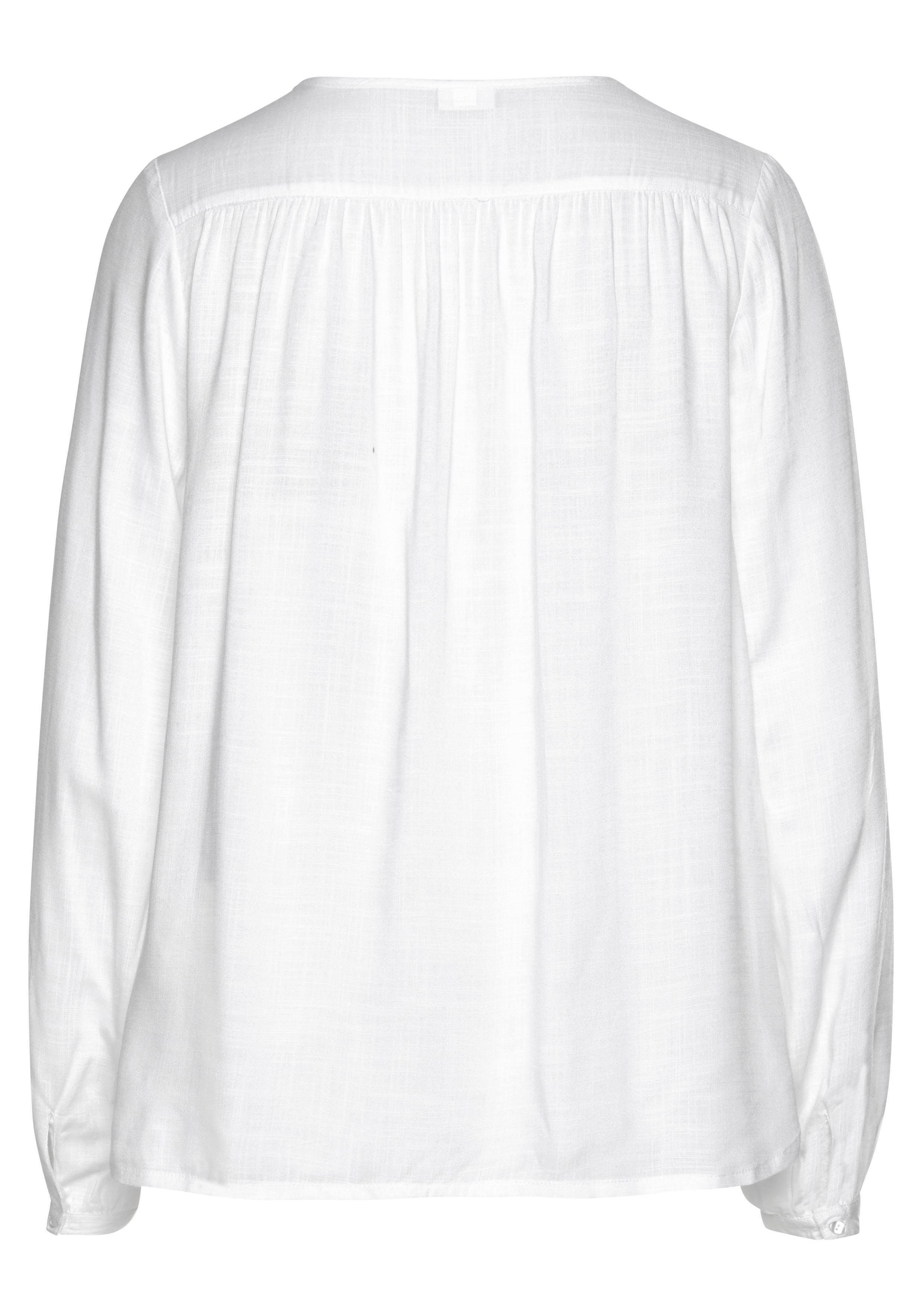 Buffalo Schlupfbluse mit Knopfleiste, Basic, Langarmbluse