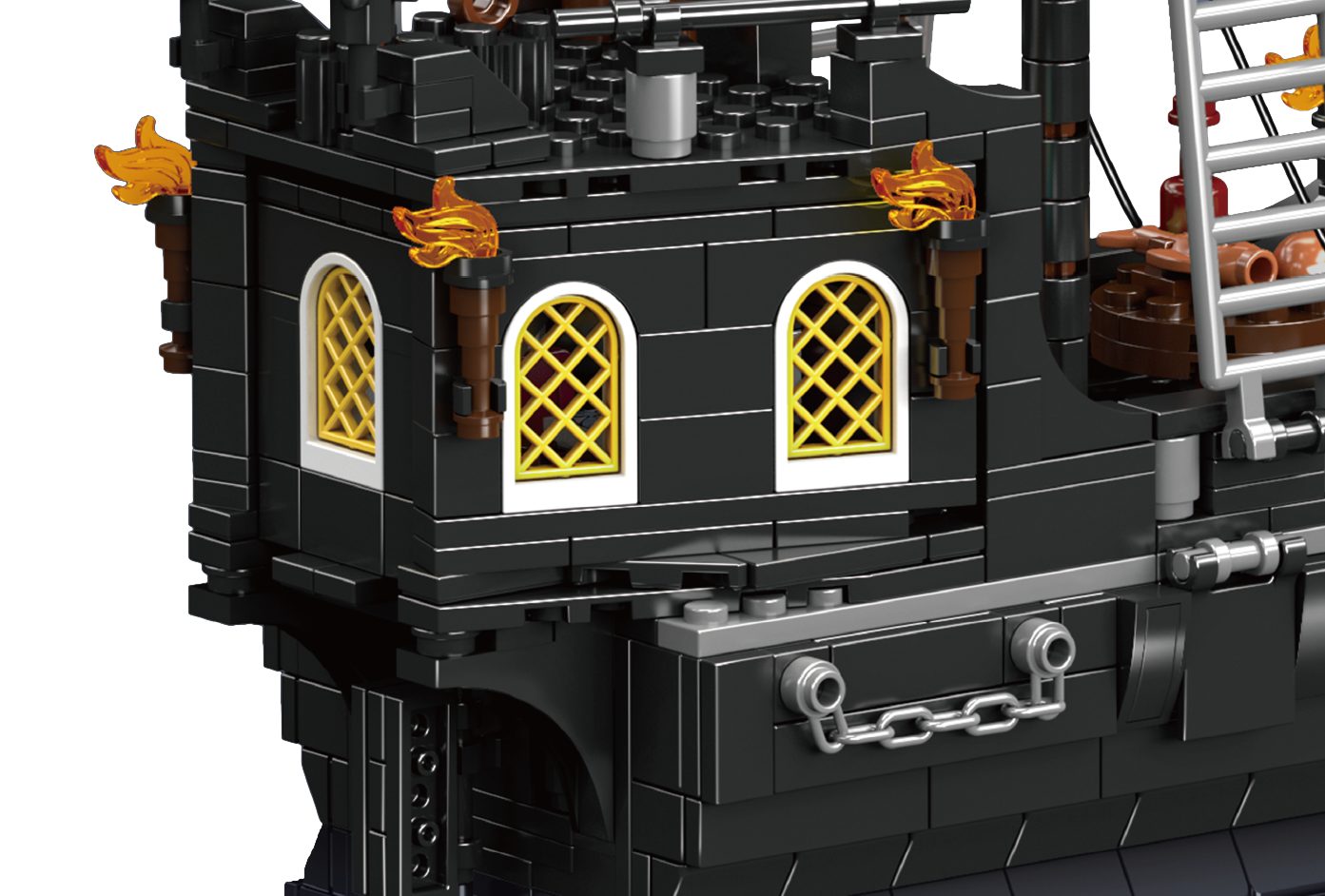 Mould King Black Ship Spielbausteine, (932 St), Piratenschiff-Bausatz, 932 Teile, Segelschiff