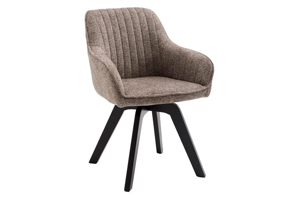 riess-ambiente Polsterstuhl LIVORNO taupe/natur- Microfaser, Buchenholz, 180° drehbar, zeitlos (Einzelartikel, 1 St), Esszimmer · Auto-Return-Funktion · Massivholz · mit Armlehne · Retro
