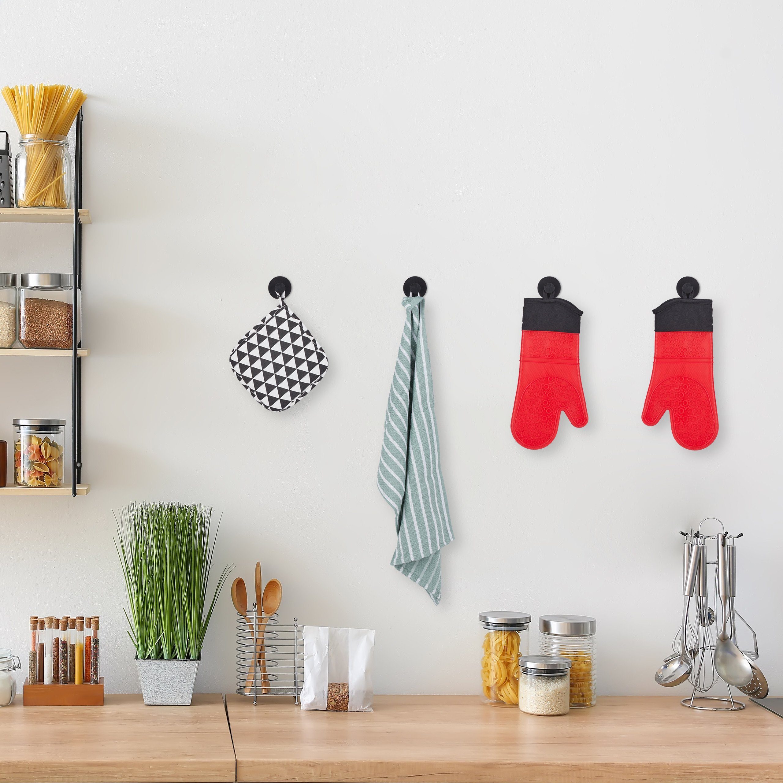 relaxdays Klebehaken Selbstklebende Haken im 4er Set