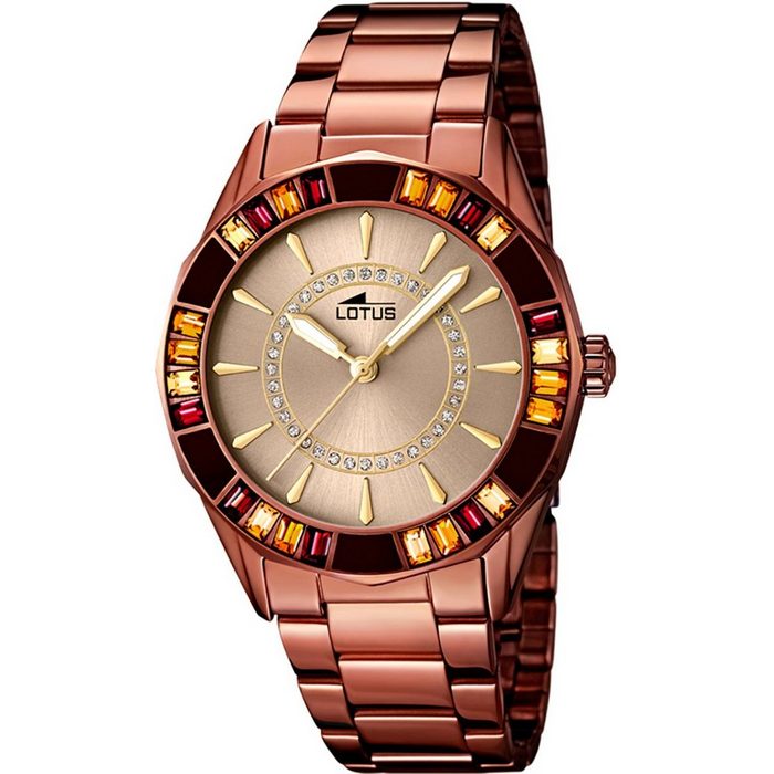 Lotus Quarzuhr Lotus Damen Uhr Fashion L15894/1 (Armbanduhr) Damen Armbanduhr rund mittel (ca. 37mm) Edelstahlarmband kupfer