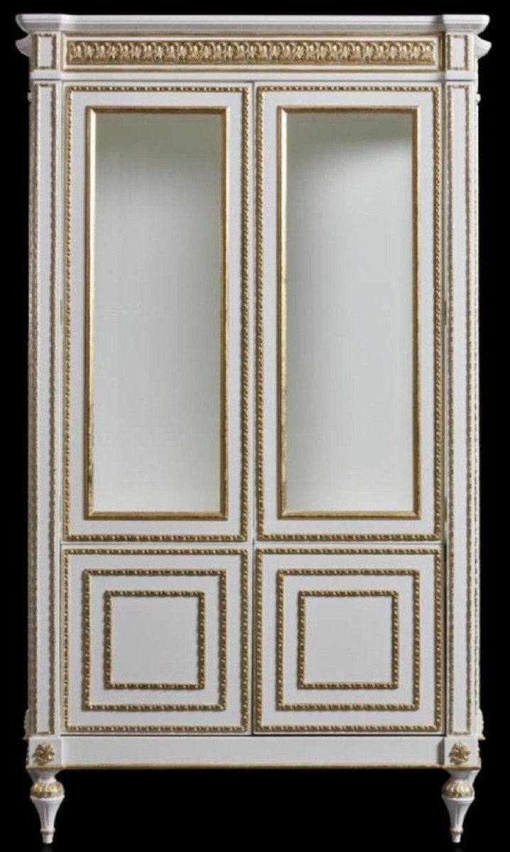 Casa Padrino Vitrine Casa Padrino Luxus Barock Vitrine Weiß / Gold - Prunkvoller Massivholz Vitrinenschrank mit 4 Türen - Luxus Möbel im Barockstil - Barock Möbel - Edel & Prunkvoll