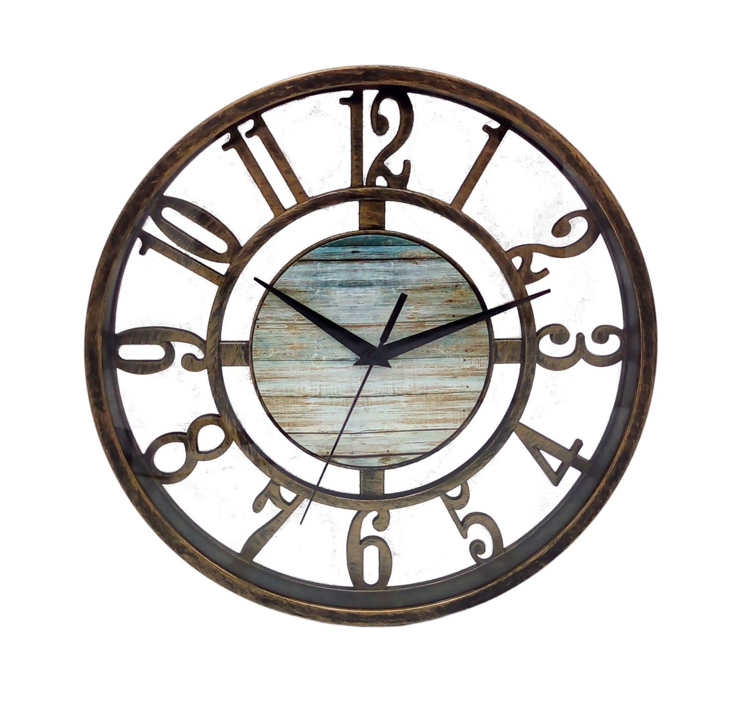 BURI Wanduhr Kunststoff Wanduhr 27,5cm Bronze Küchenuhr Wohnzimmeruhr Retro Vintage
