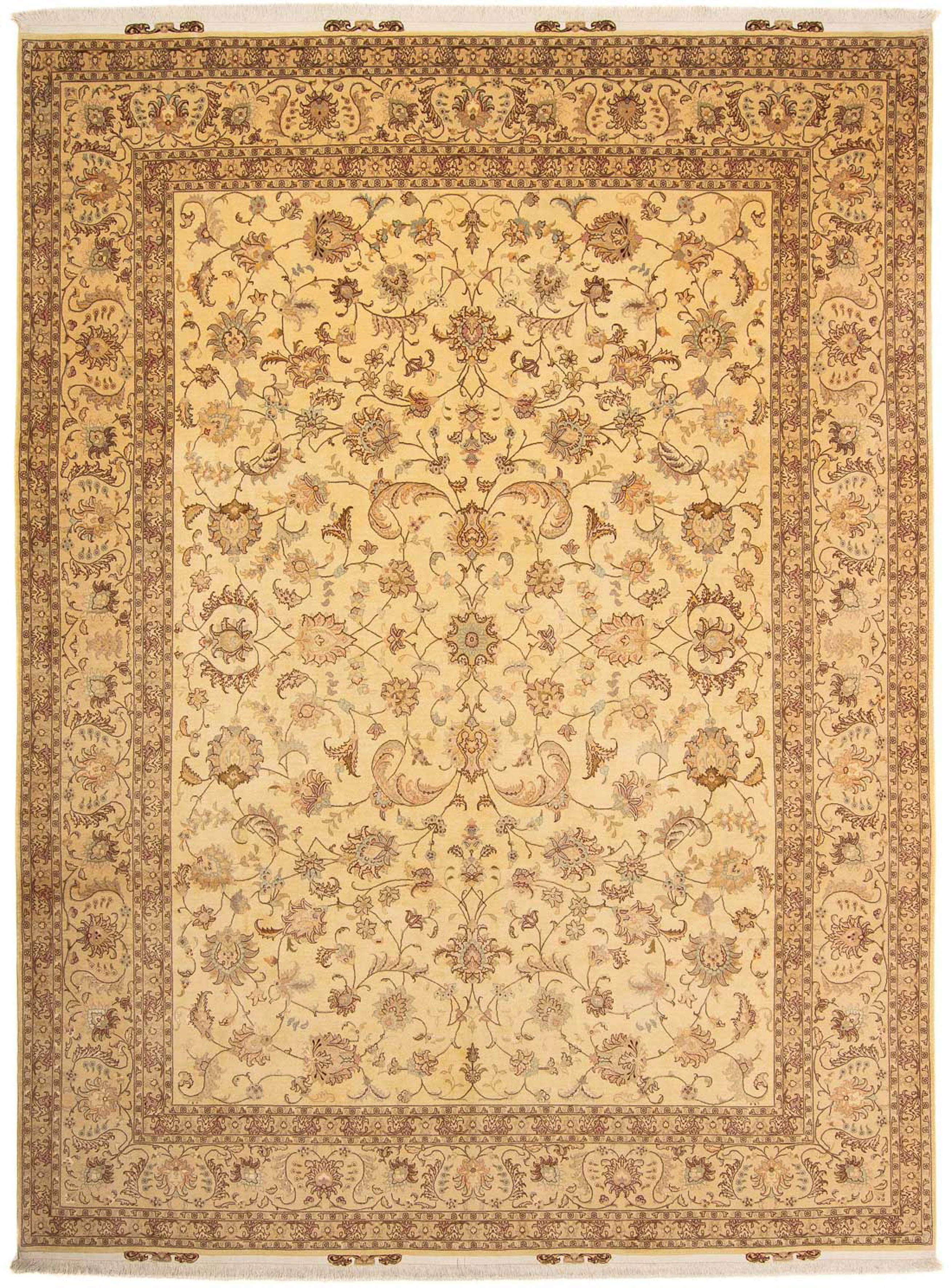 Orientteppich Perser - Täbriz - x - 393 Royal 298 cm mit Zertifikat hellbraun, mm, 7 Wohnzimmer, Höhe: Einzelstück morgenland, Handgeknüpft, - rechteckig