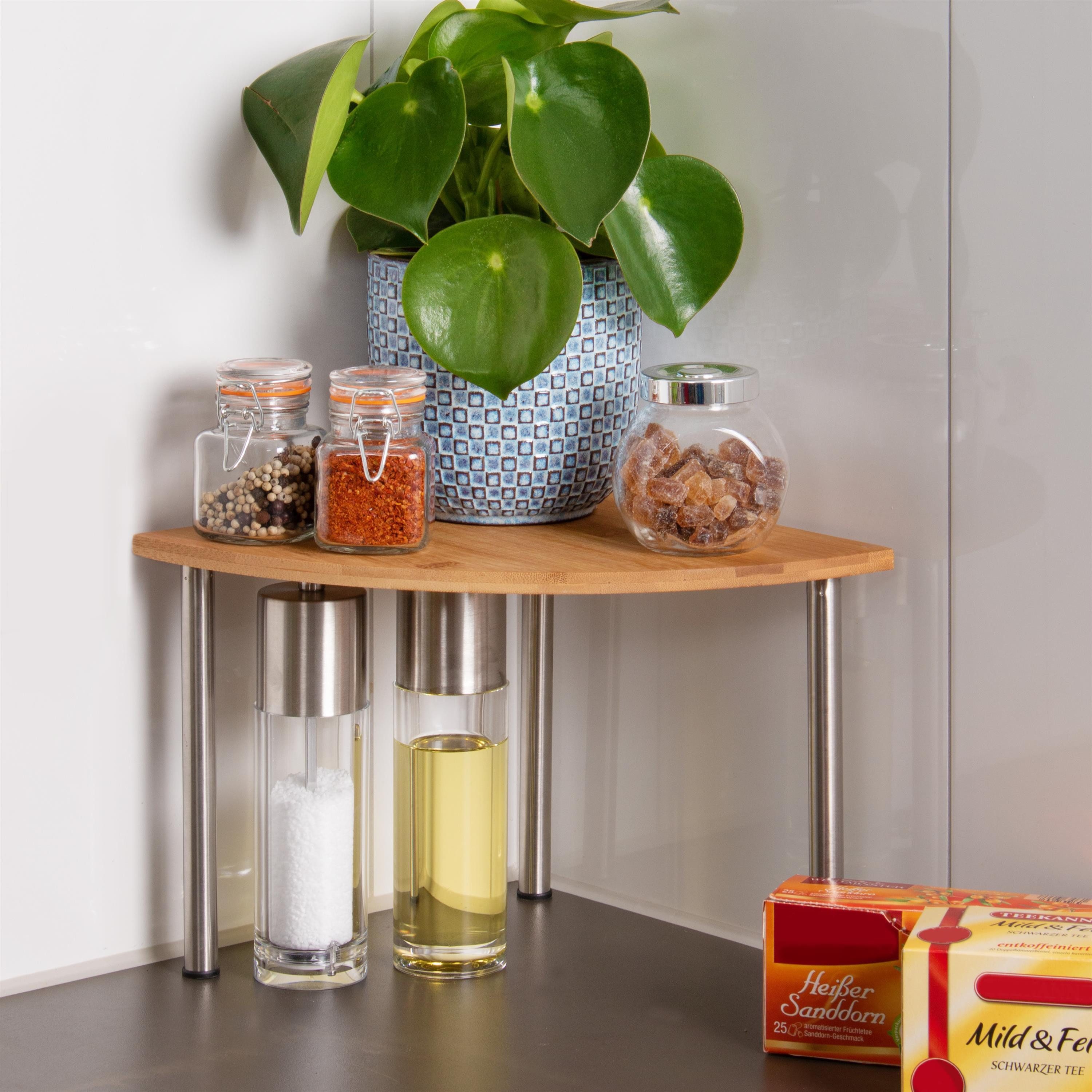 bremermann Küchenregal Bambus-Eckregal mit Edelstahl // ca. 25 x 20 x 25 cm günstig online kaufen