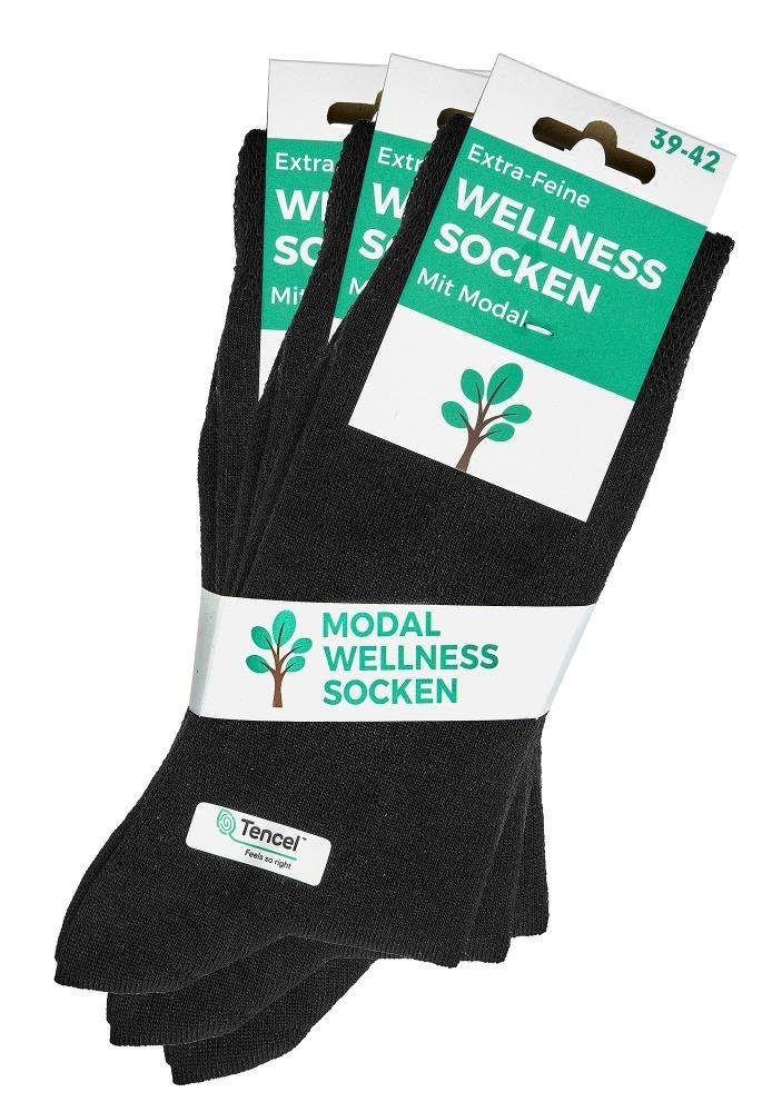 6 Wellness mit Gummidruck Komfortbund Modalsocken ohne Komfortsocken Paar FussFreunde Socken