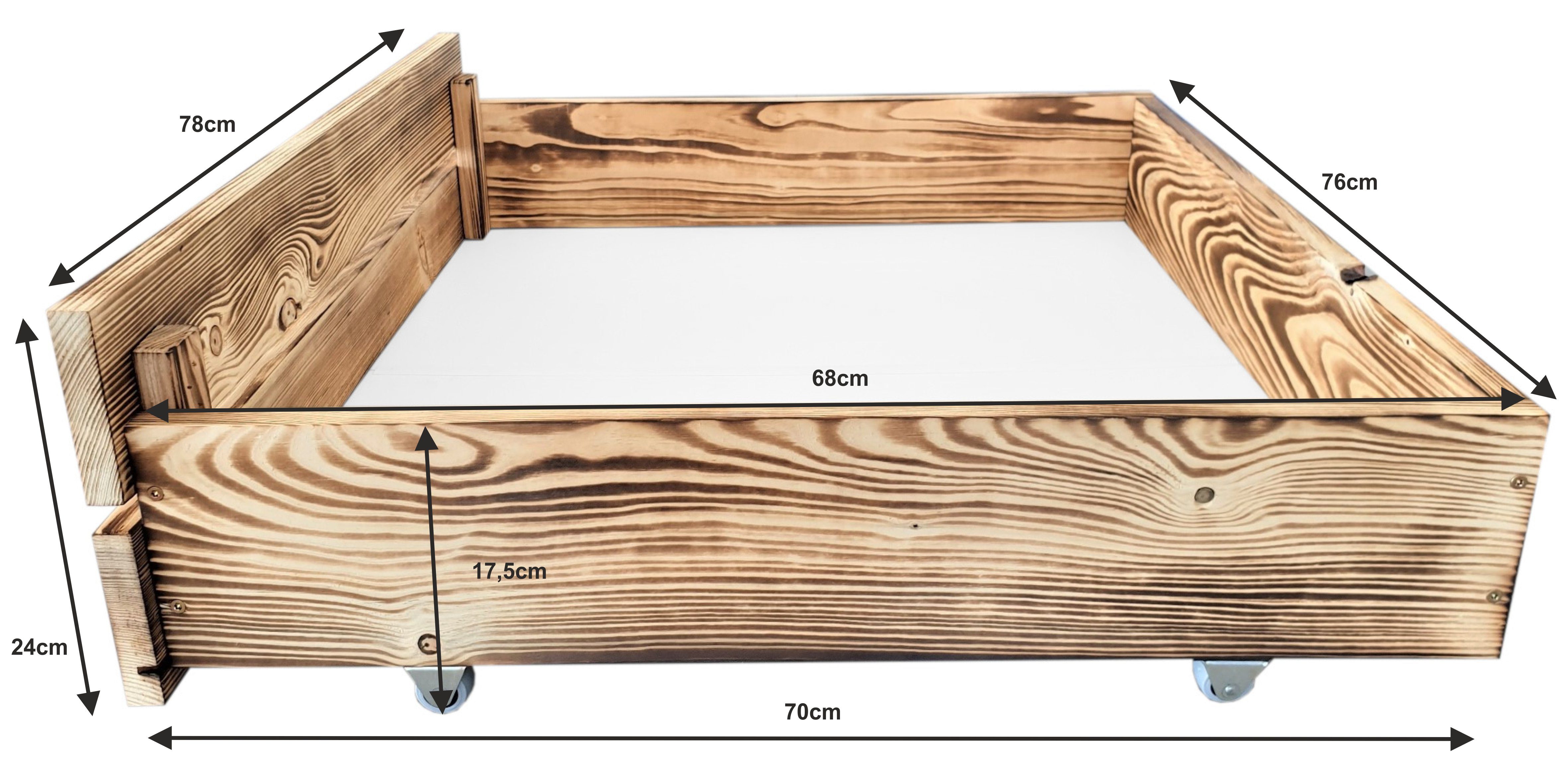 Bettschubladen 2 2 Palettenbett und sunnypillow aus Holz Lattenrost Geflammt Bettkästen, x M2 mit