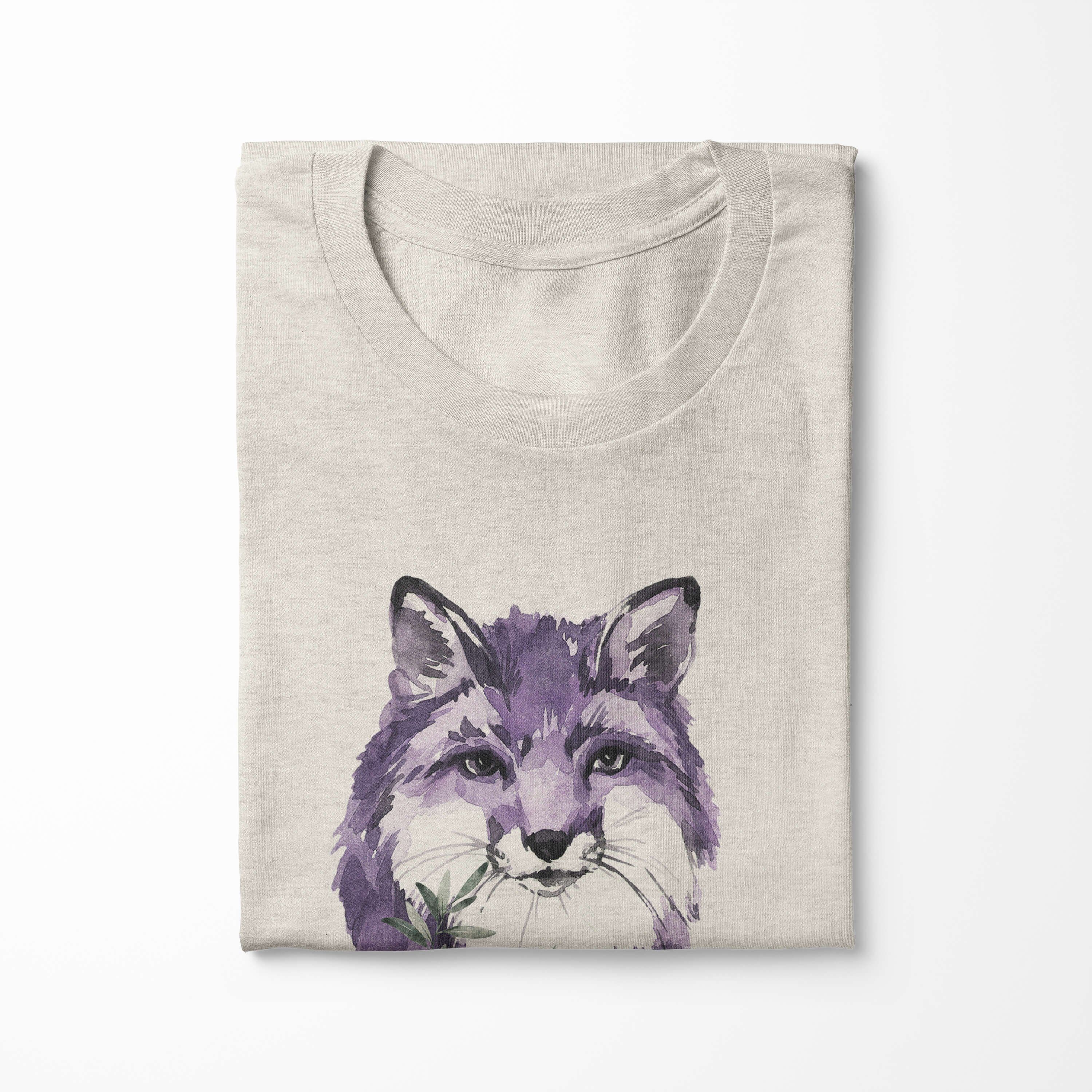 Motiv gekämmte Fuchs Ökomode Bio-Baumwolle (1-tlg) T-Shirt 100% T-Shirt Nachhaltig Aquarell Sinus Art Herren Blume Shirt aus