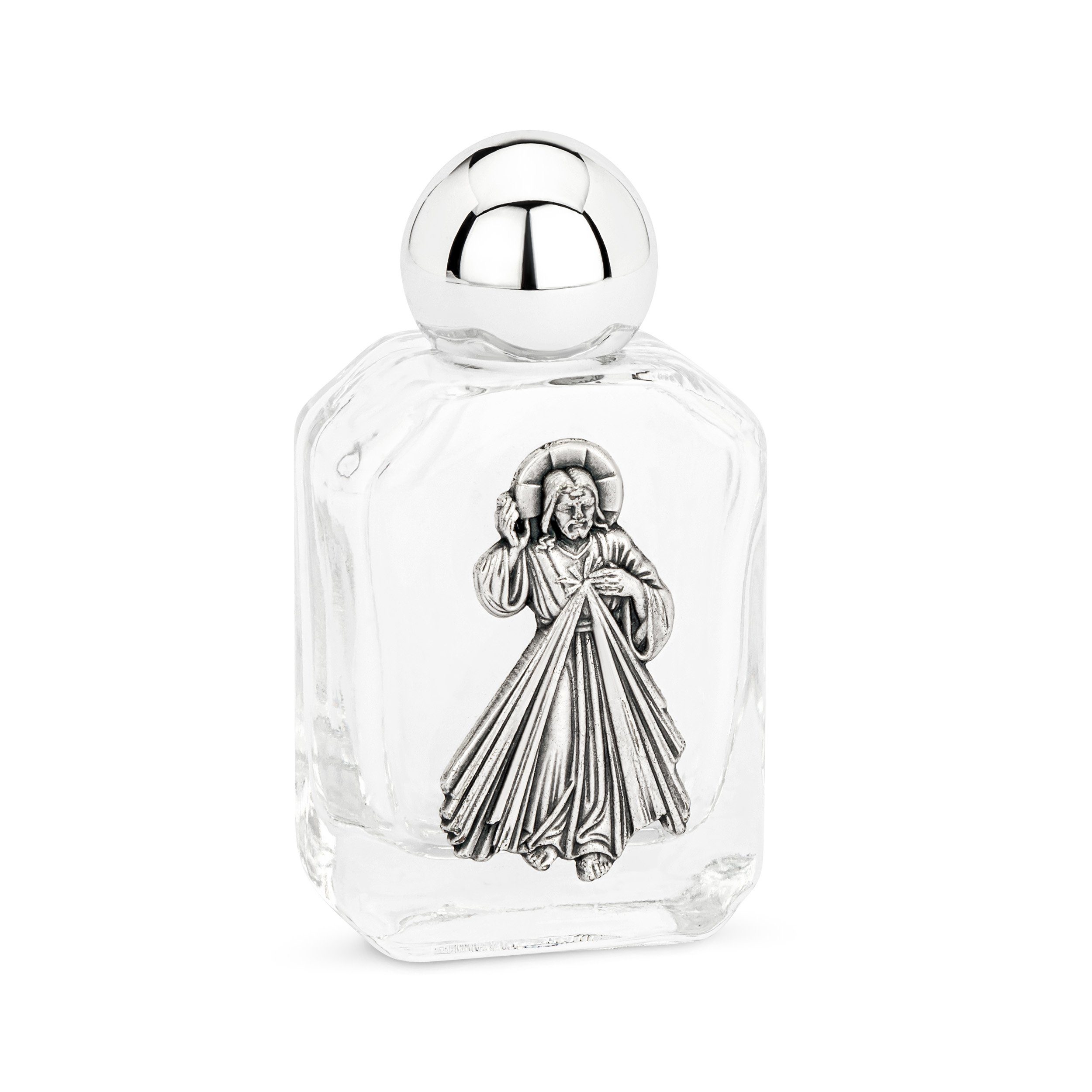 Dekofigur 15ml Sakrale Weihwasserflasche aus Glas motiv Barmh. Jesus 6x3x2 cm Wa
