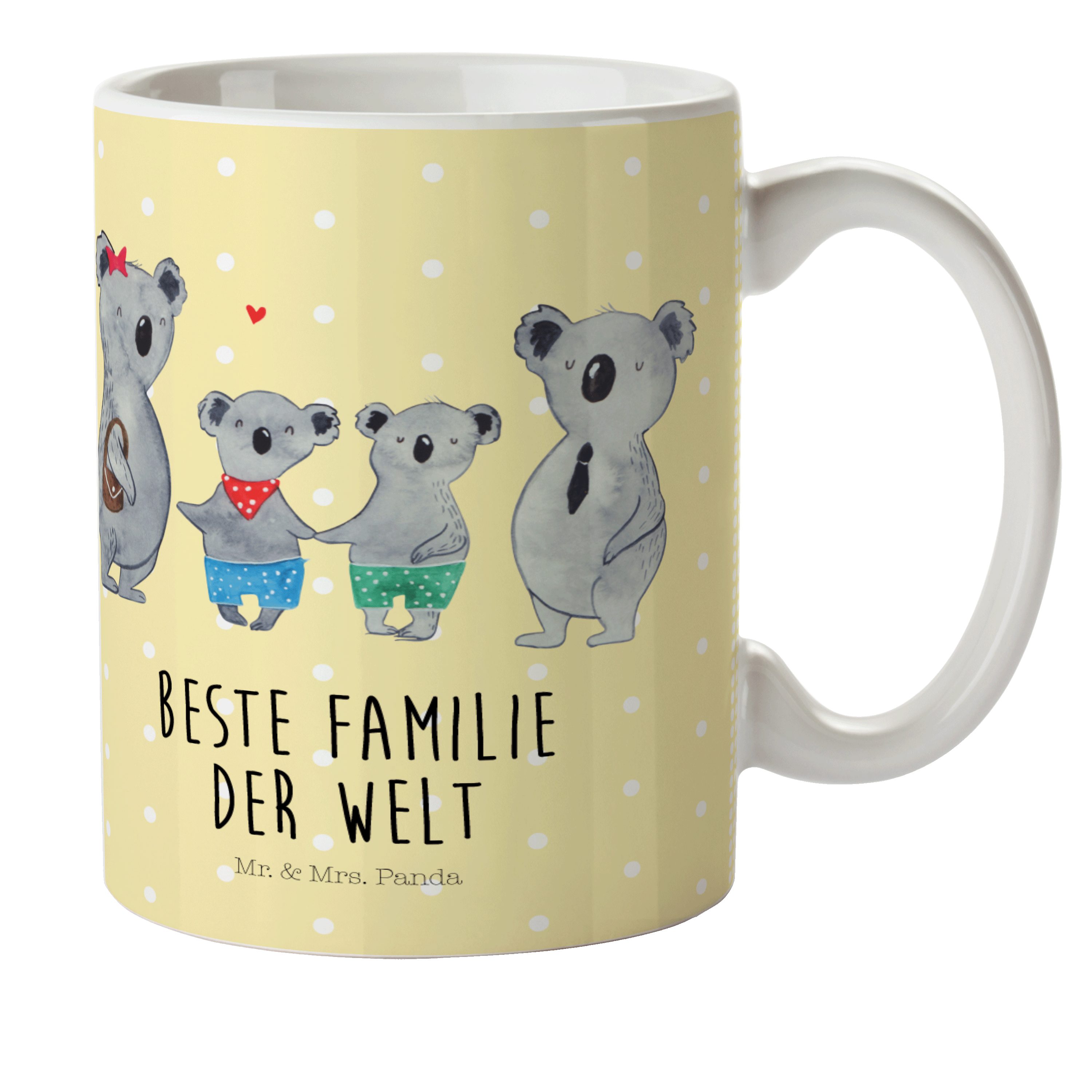 Mr. & Mrs. Panda Kinderbecher Koala Familie zwei - Gelb Pastell - Geschenk, Familienleben, Kunststo, Kunststoff