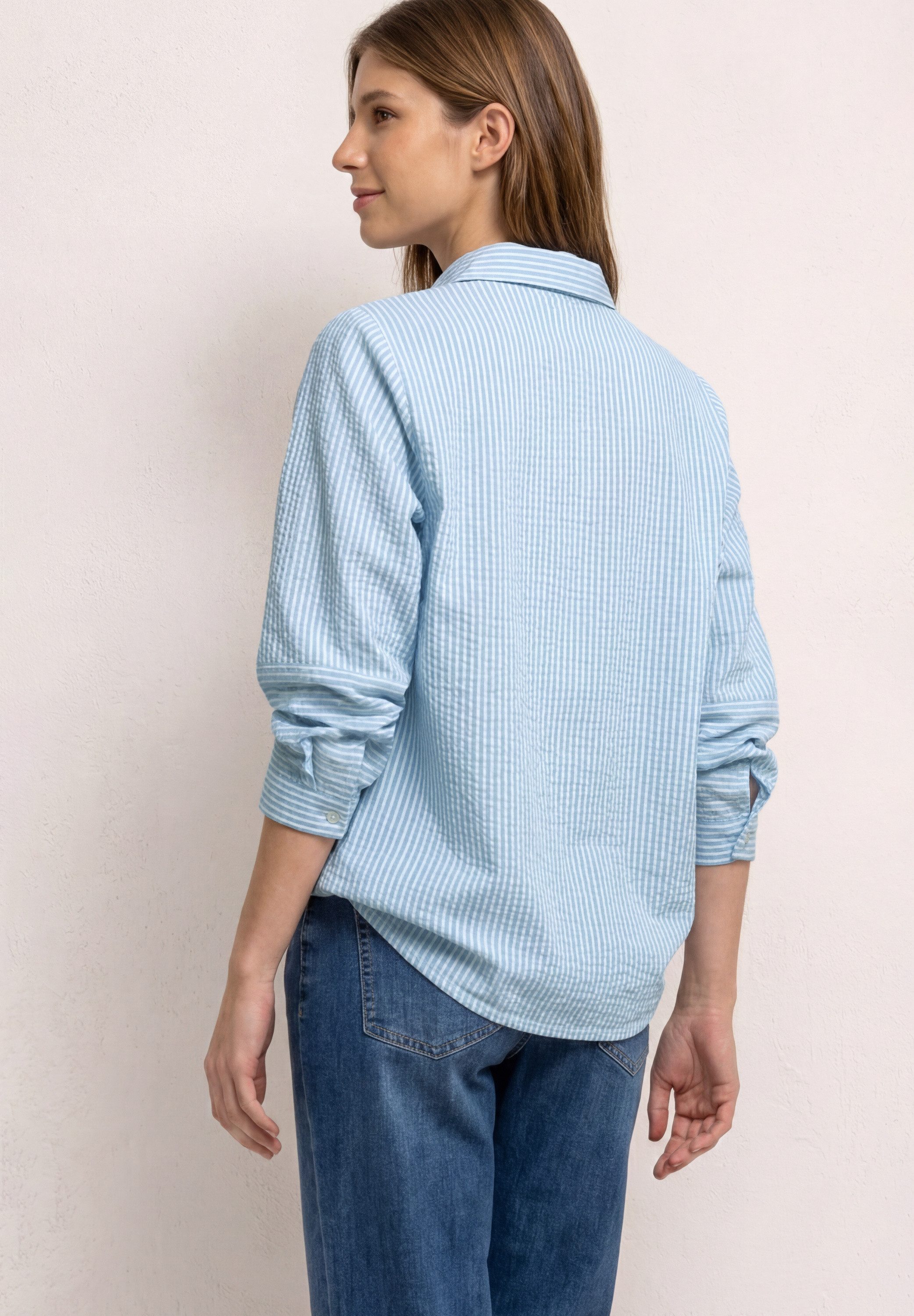 STREET ONE Hemdbluse mit gestreiftem Seersucker-Look