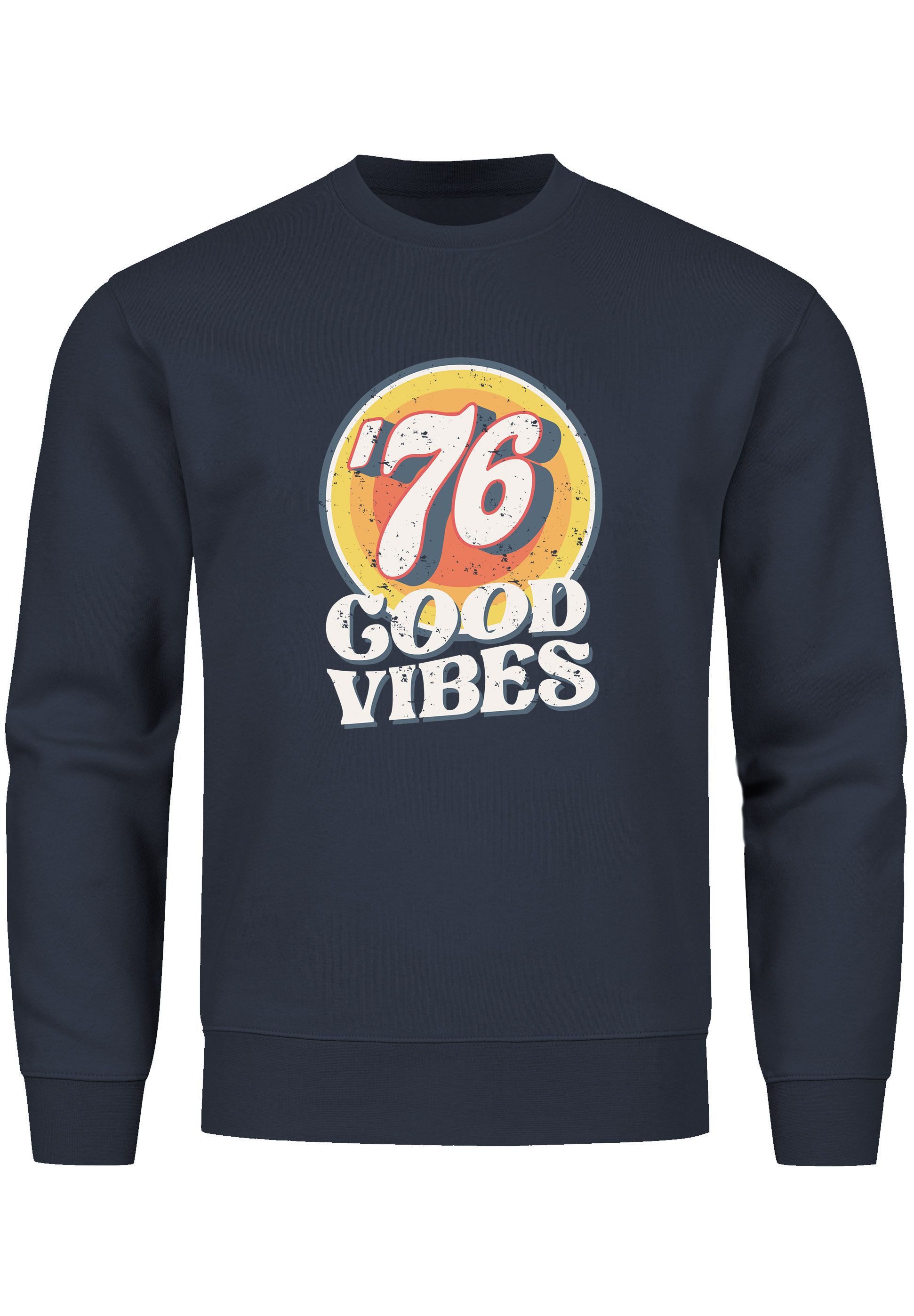 Neverless Sweatshirt Sweatshirt Herren Aufdruck Print Good Vibes Retro Vint günstig online kaufen