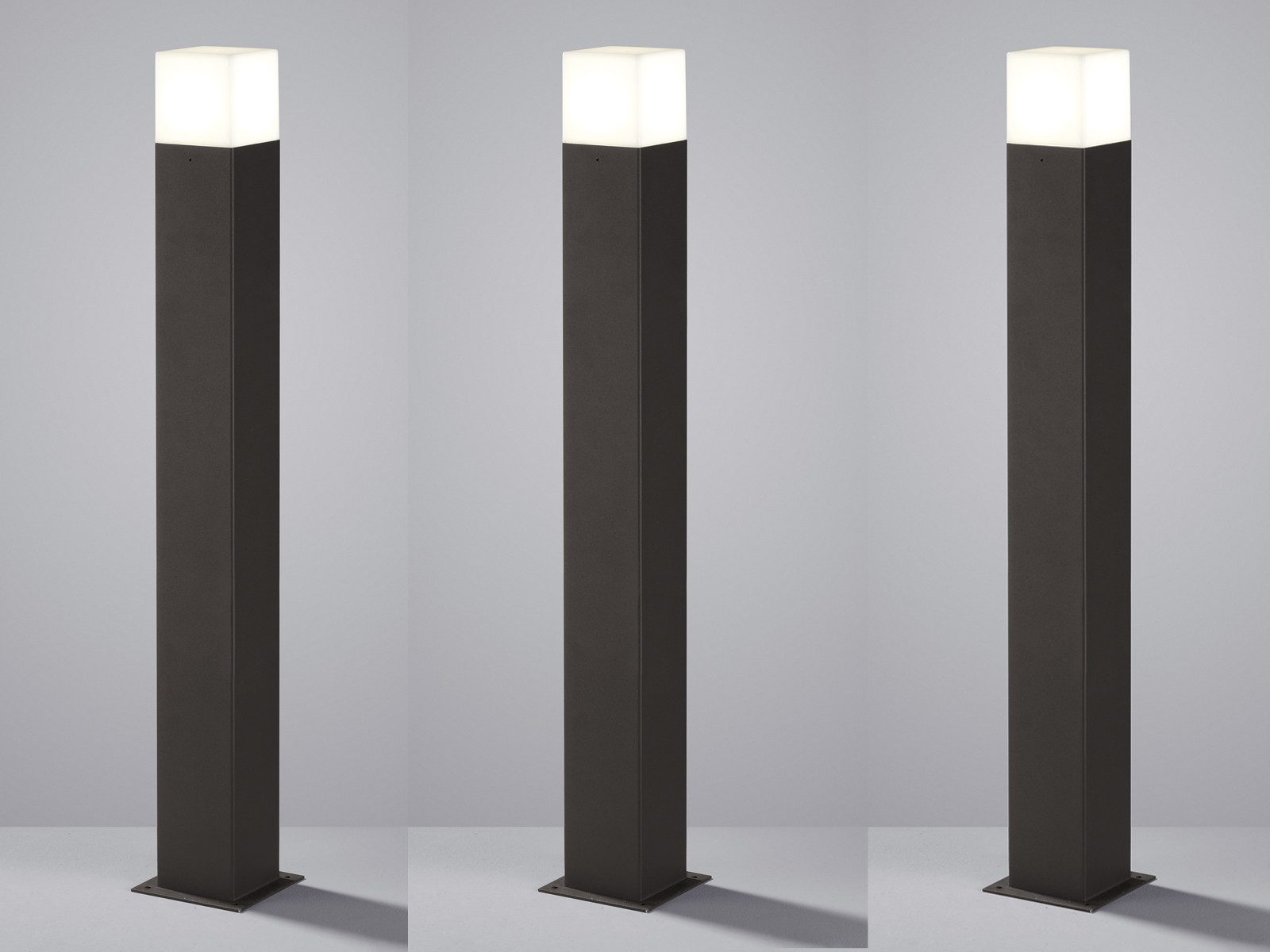 TRIO Leuchten LED Pollerleuchte, LED wechselbar, Warmweiß, 3er-Set Wegeleuchte Anthrazit 80cm, Wegbeleuchtung Garten beleuchten