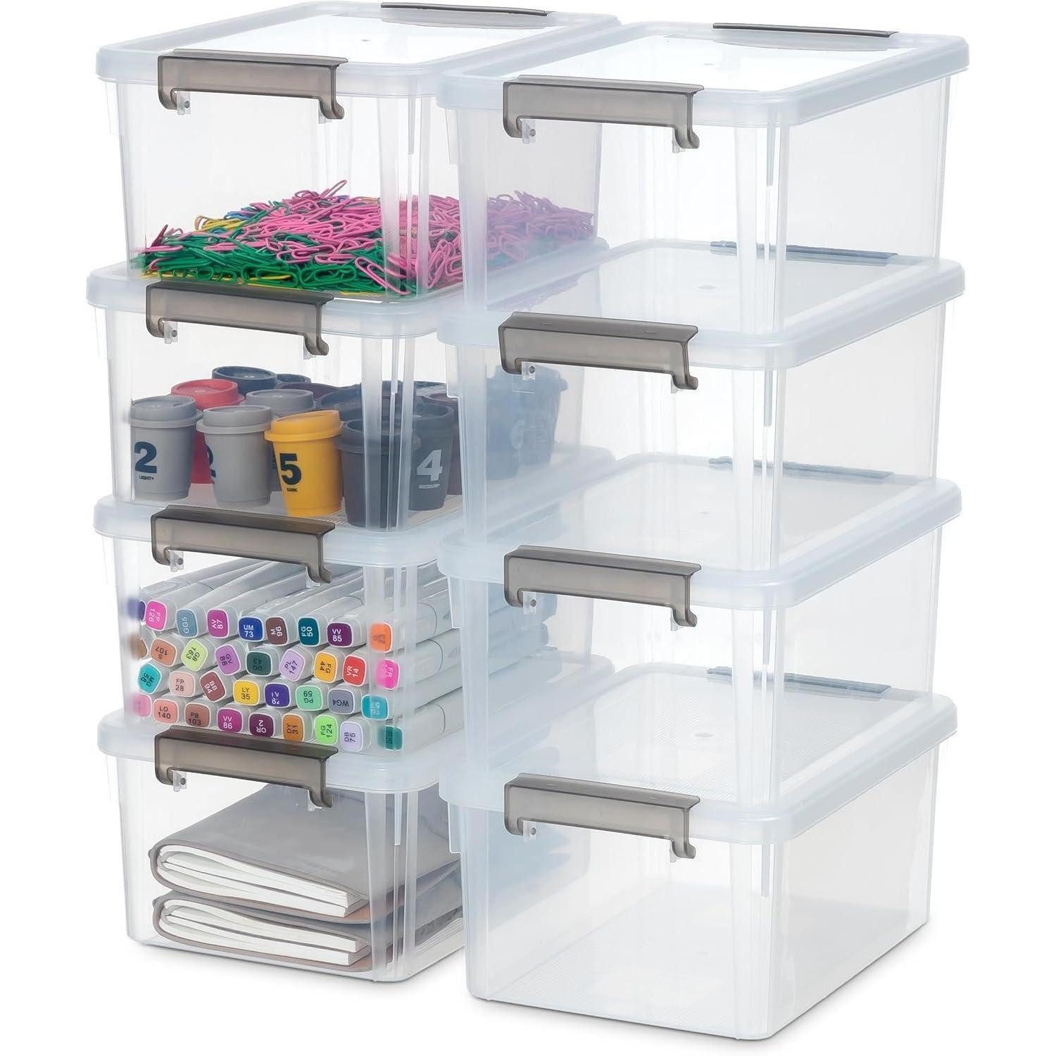 LuxusKollektion Stapelbox 8er-Set Kleine Aufbewahrungsbox mit Deckel Stapelbar 3L Transparent