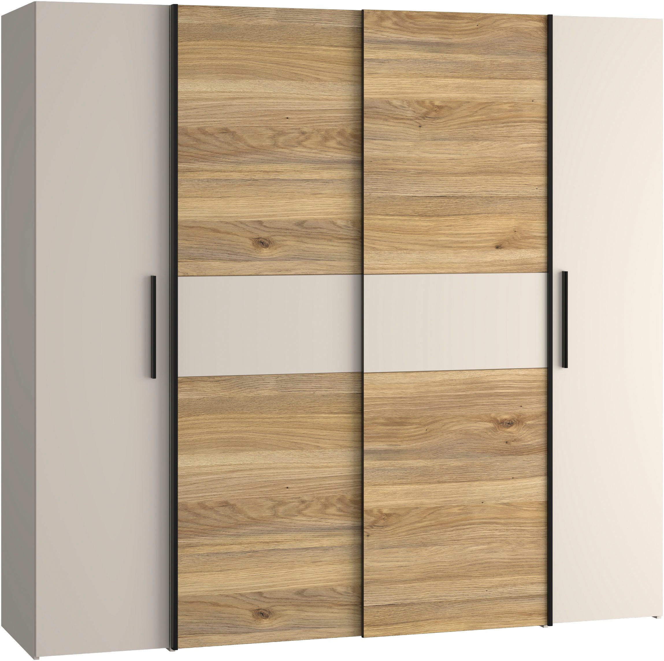 FORTE Kleiderschrank Kalixtus, Made in Europe (B/H/T ca. 200x190x60 cm, 2 Schiebetüren, 2 Drehtüren, 8 Einlegeböden) Kombination aus Dreh- und Schwebetüren, mehrere Farben