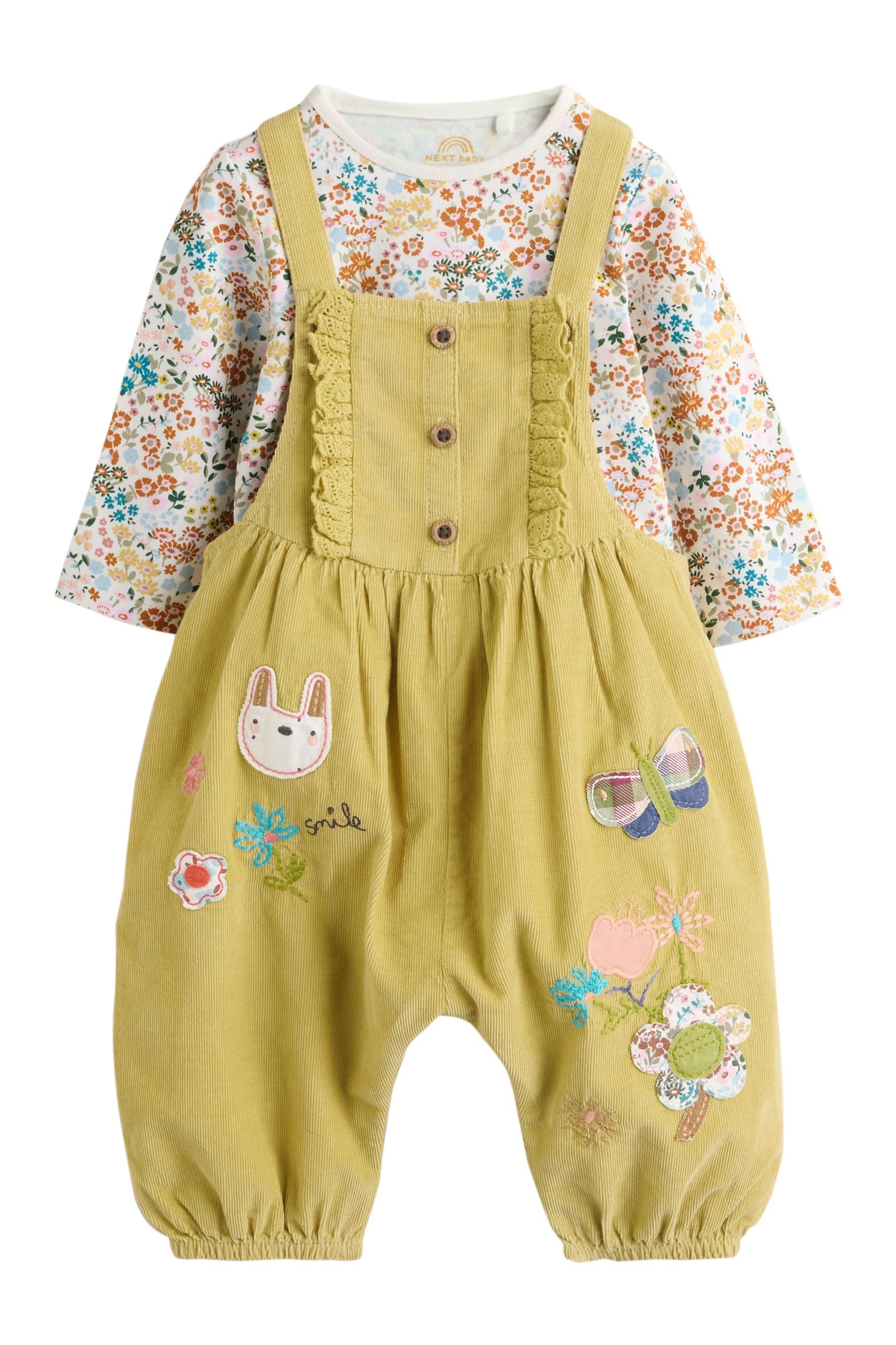 Next Body & Hose Baby Cord-Latzhose und Langarm-Bodysuit im 2er-Set (2-tlg)