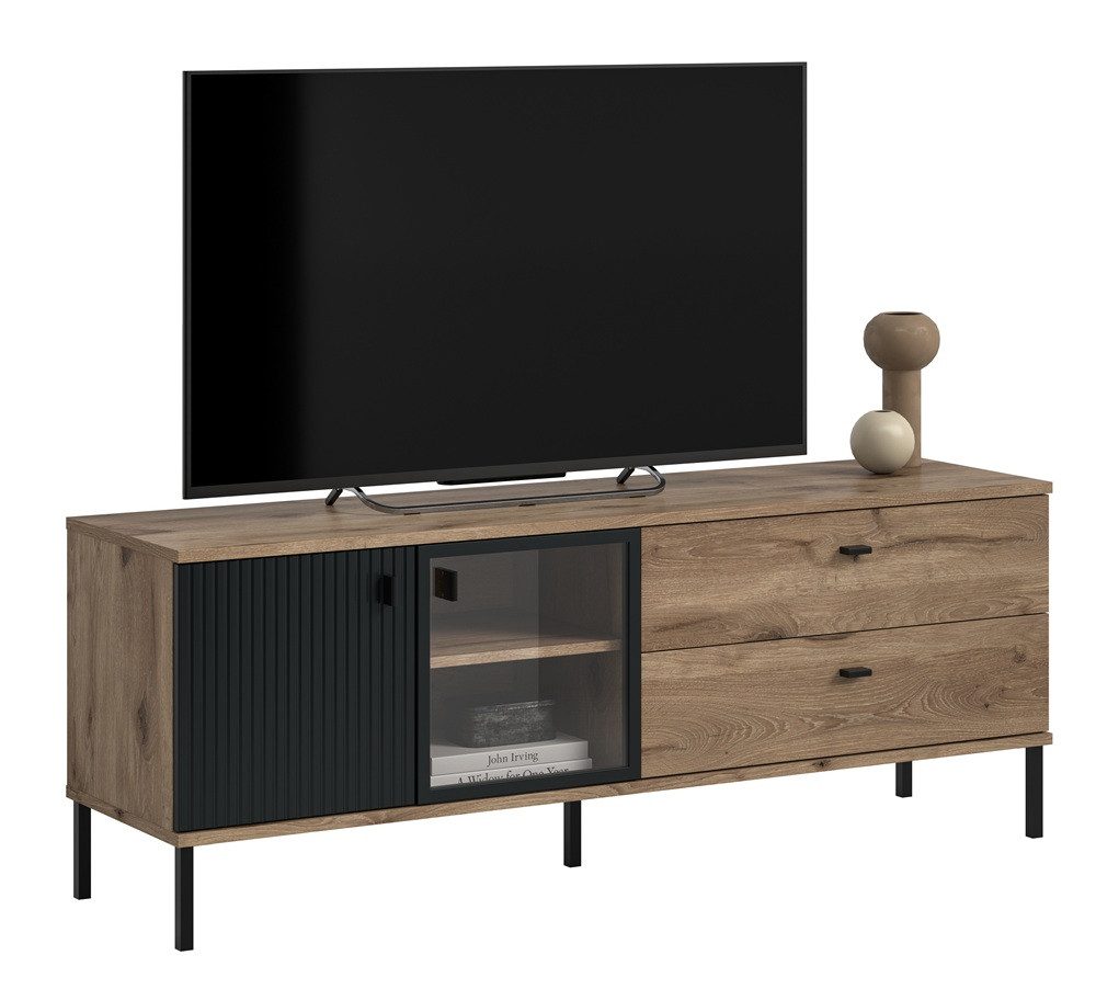 xonox.home Sideboard TV-Lowboard Chess, Nox Oak / schwarz ohne, TV-Möbel