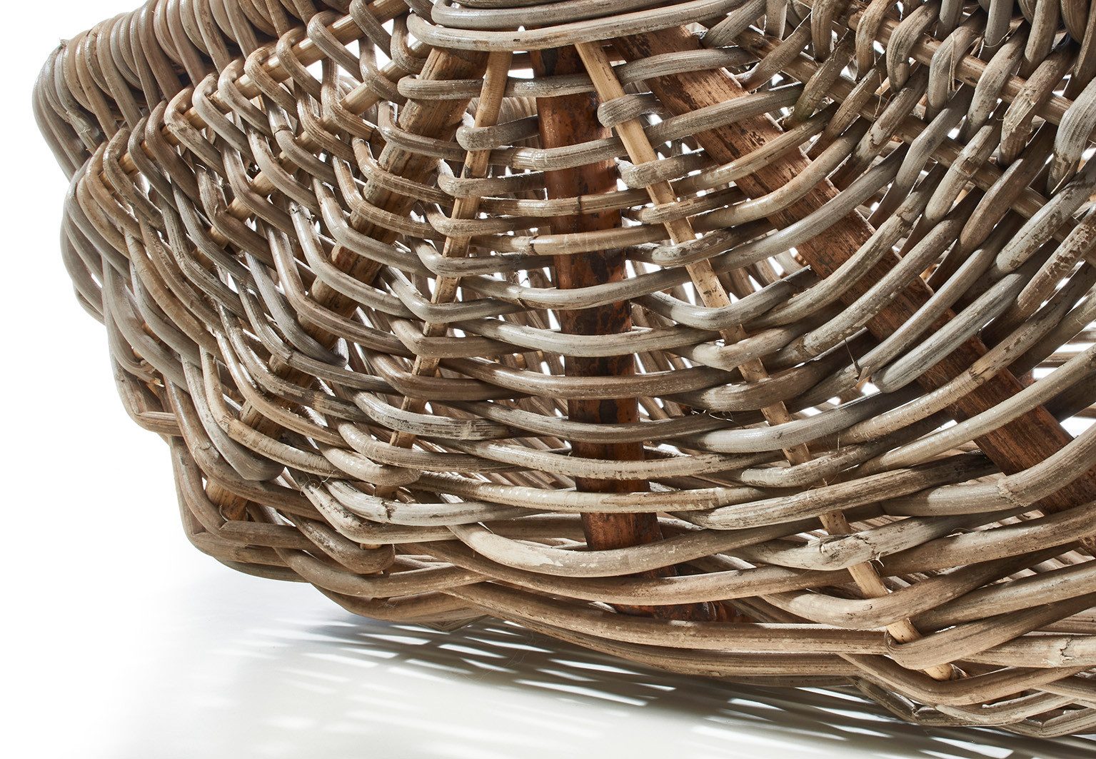 Kobolo Einkaufskorb Korb CLARA mit Henkel aus Rattan in kubu grey günstig online kaufen