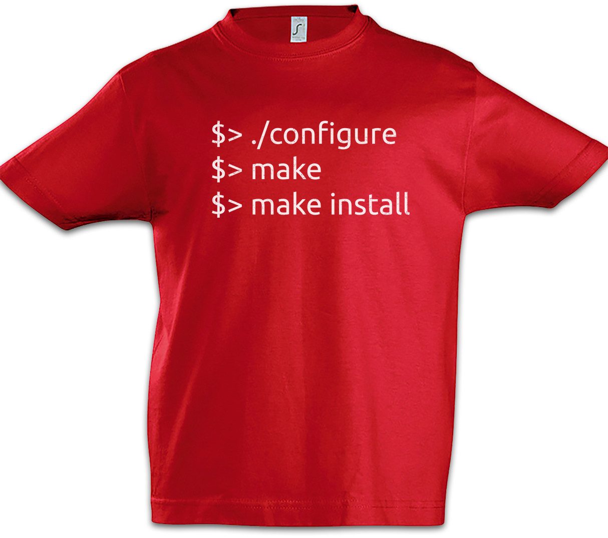 Print-Shirt Configure Make Install Kinder T-Shirt Informatik Computer PC IT Nerd