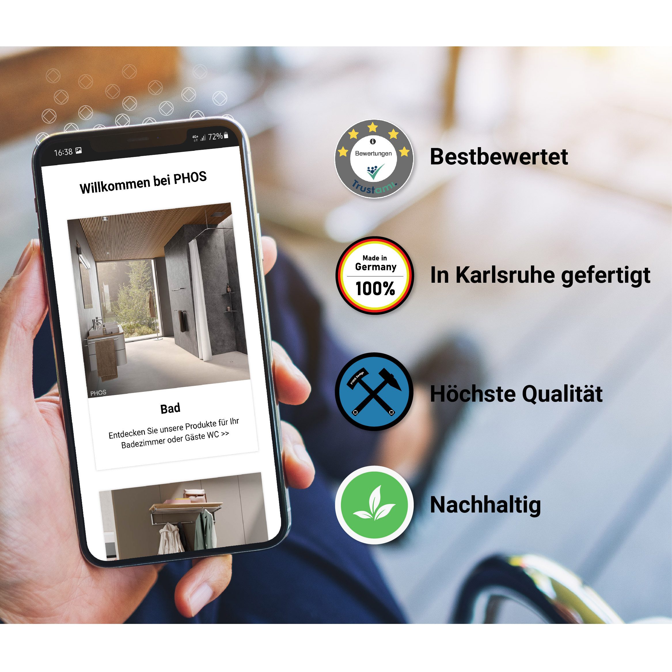 Thumbnail - PHOS Design Seilspanngarnitur Seilzwischenträger für PHOS Seilspannsysteme, PHOS Seilspannsysteme, Edelstahl