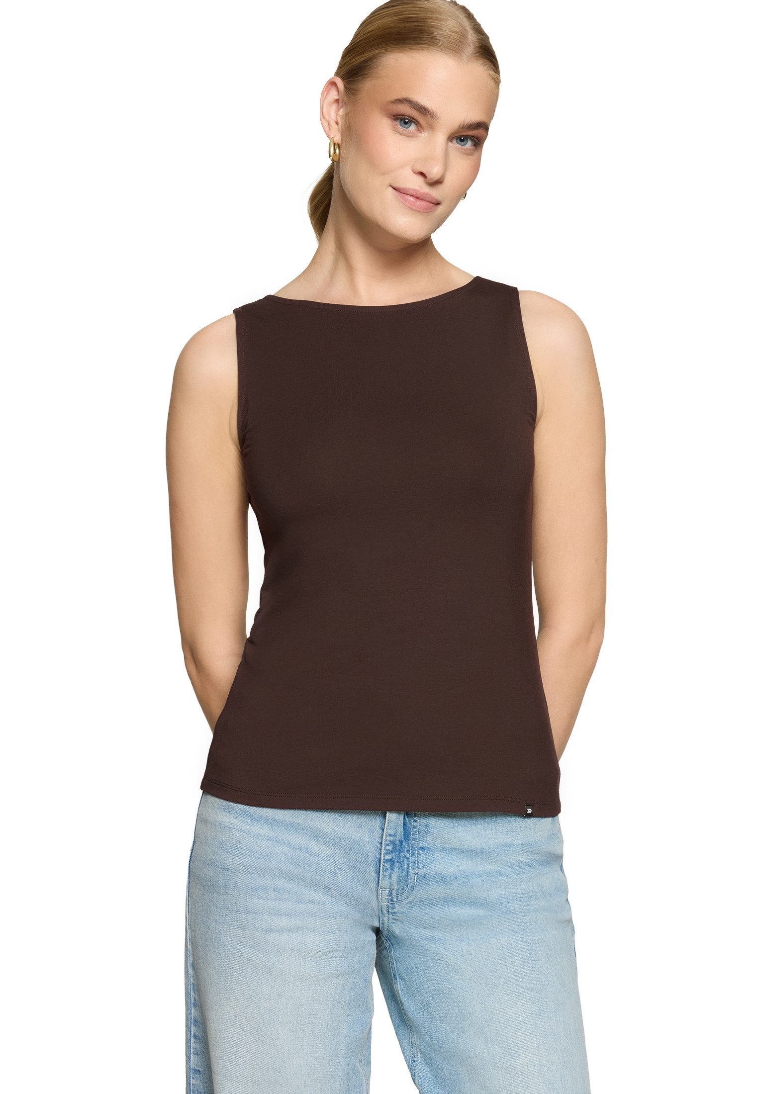 Zero Tanktop Damen Shirt mit U-Boot-Ausschnitt Material