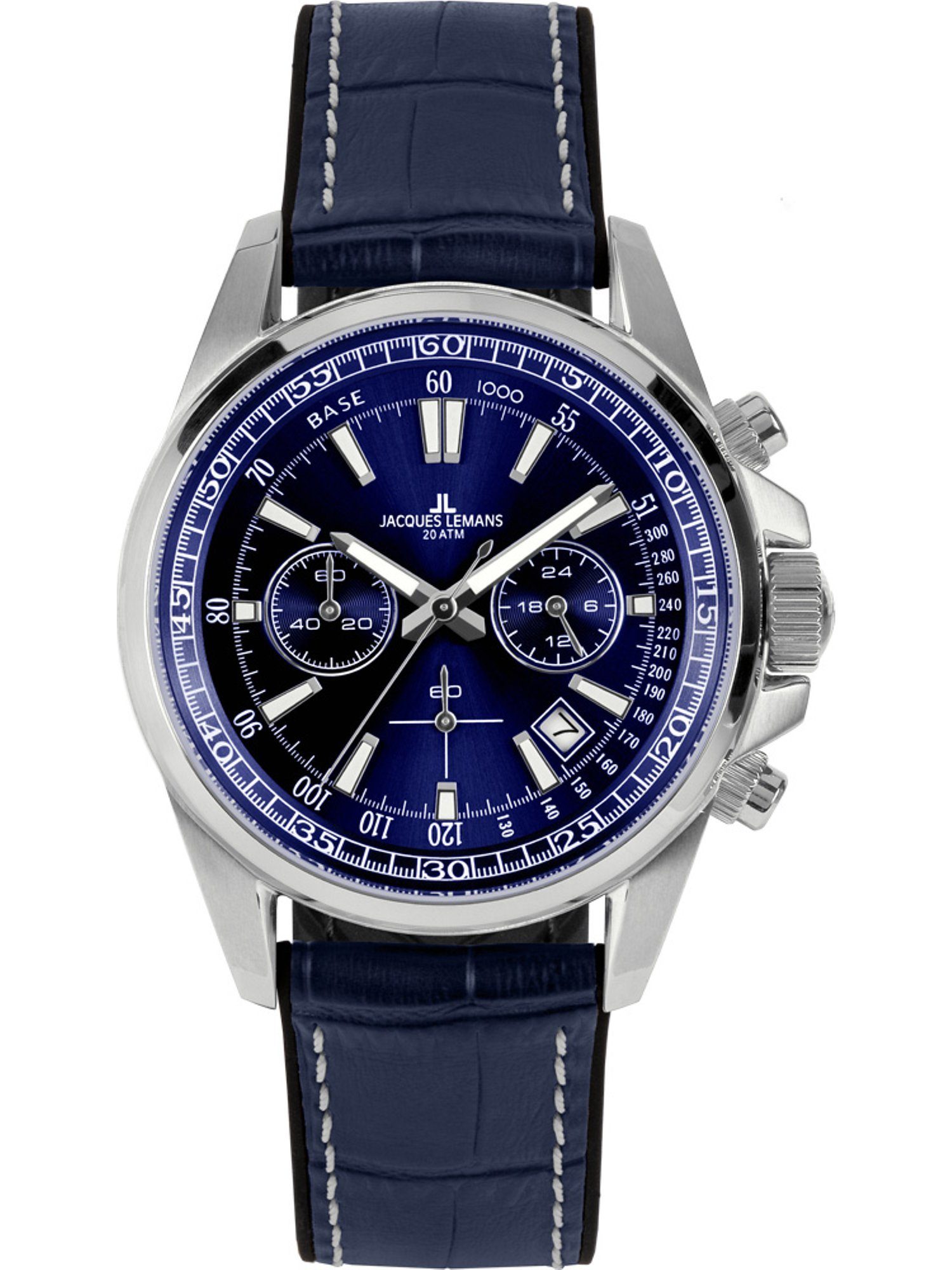 Jacques Lemans Chronograph Jacques Lemans Herren-Uhren Analog Quarz, Klassikuhr blau