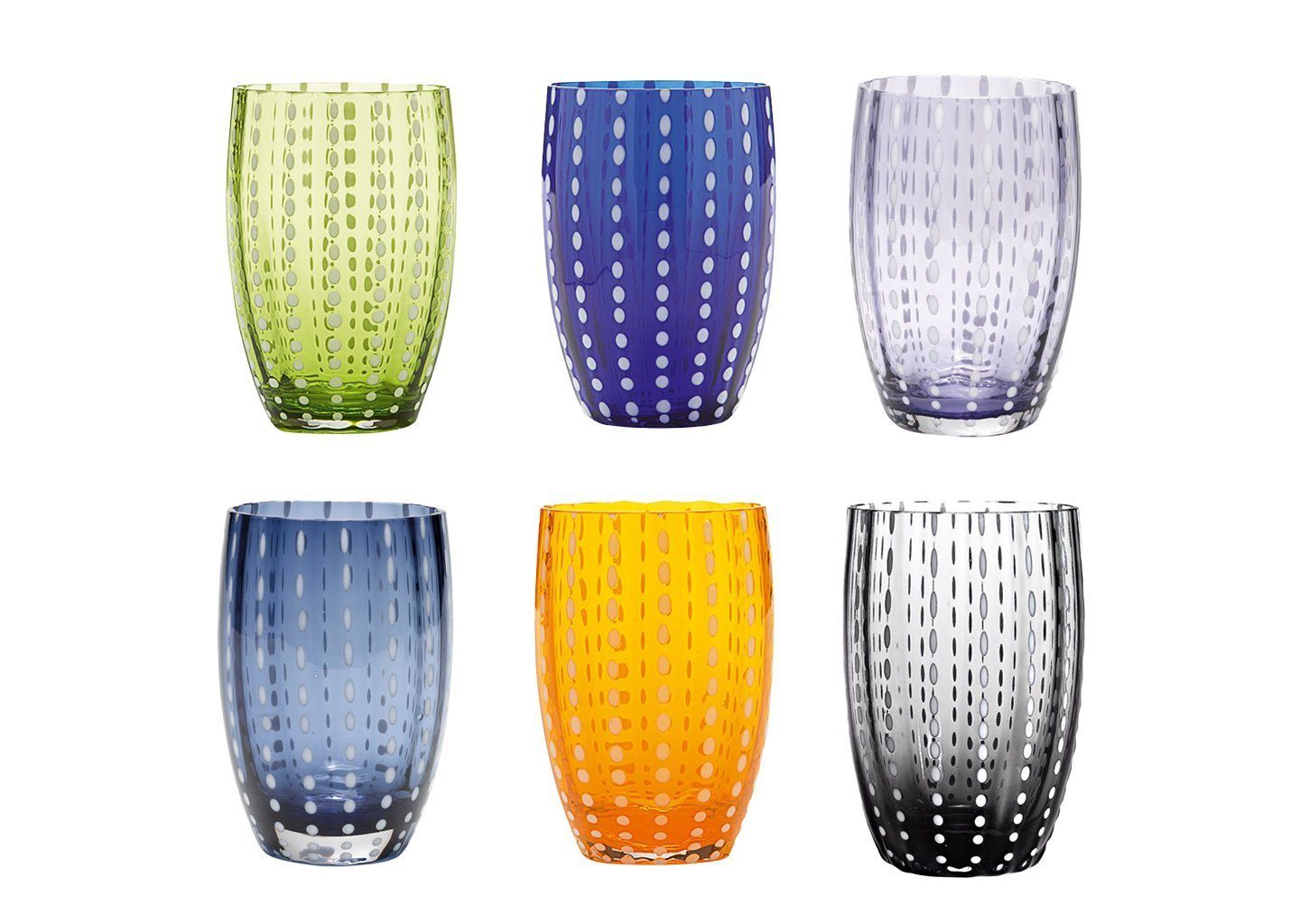 Zafferano Gläser-Set Perle Handgemachtes Gläser Set 6 Stück - Farblich Sortiert, 6-teiliges Set