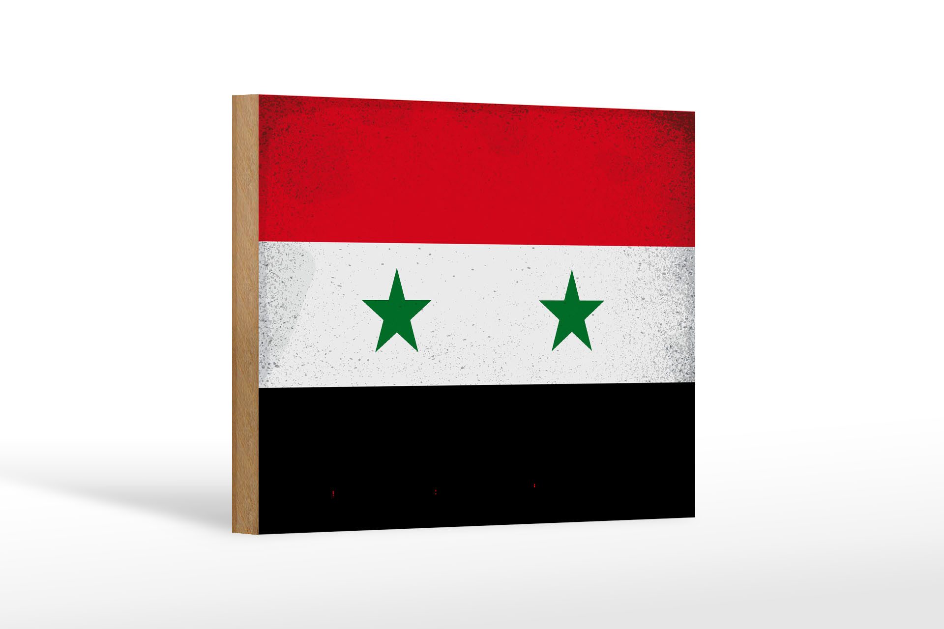 Femer GmbH Holzbild Flagge Syrien 18x12 cm Flag of Syria Vintage, Flaggen (1 St), Glatte Holzfaserplatte (MDF), vorn beschichtet
